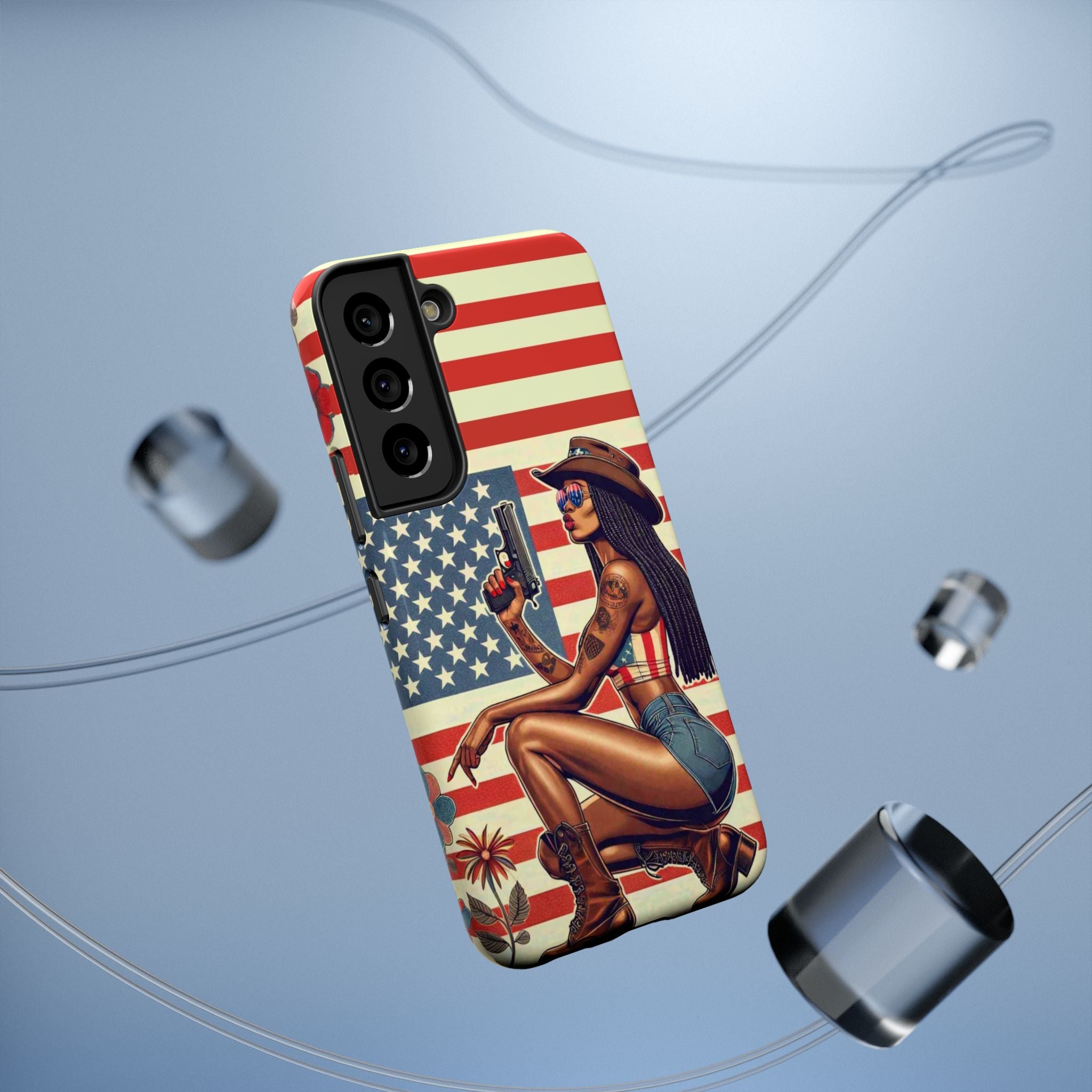 Americana 9mm Pinup Girl - Impact‑Resistant Phone Case   Samsung Galaxy Series S22 / S22+ / S22 Ultra - S25 / S25+ / S25 Ultra