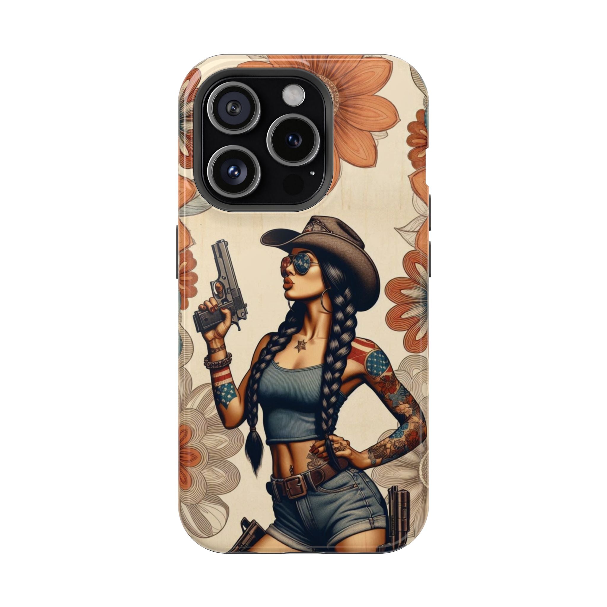 Americana 9mm Pinup Girl - Magnetic Impact‑Resistant Phone Case  iPhone 13-17 / Samsung S26  MagSafe Compatible