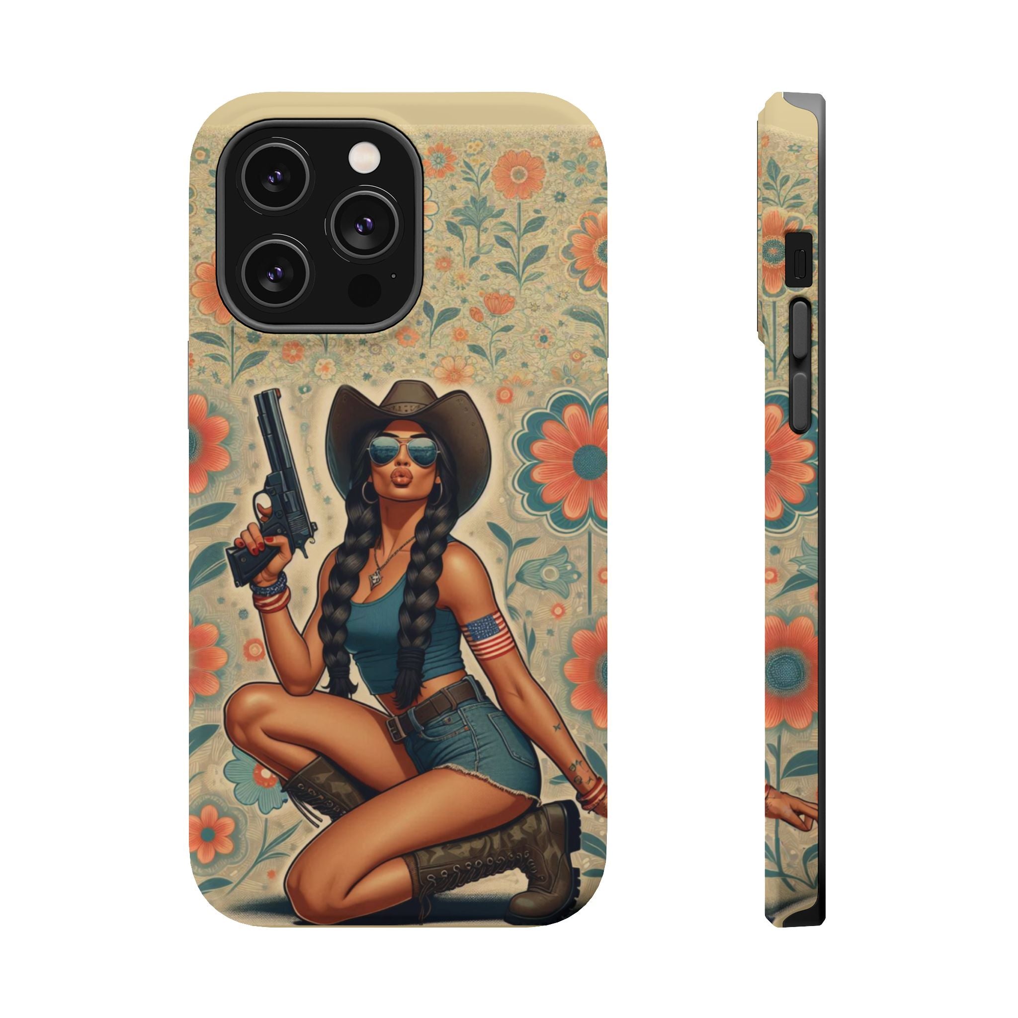 Americana 9mm Pinup Girl - Magnetic Impact‑Resistant Phone Case  iPhone 13-17 / Samsung S26  MagSafe Compatible