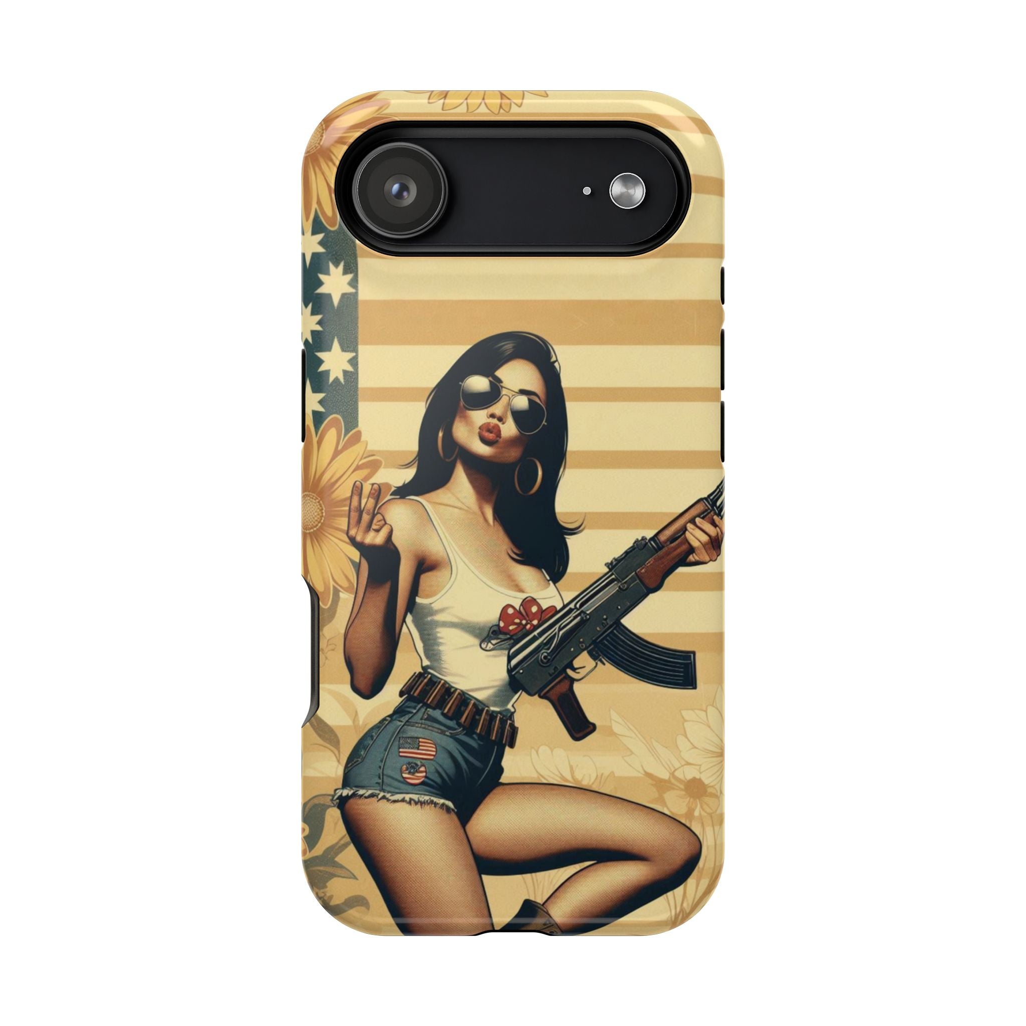 Americana AK-47 Pinup Girl - Magnetic Impact‑Resistant Phone Case  iPhone 13-17 / Samsung S26  MagSafe Compatible