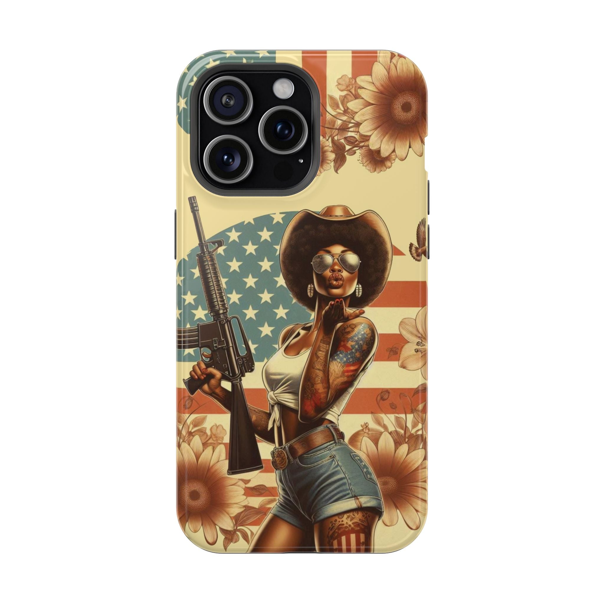 Americana AR-15 Pinup Girl - Magnetic Impact‑Resistant Phone Case  iPhone 13-17 / Samsung S26  MagSafe Compatible
