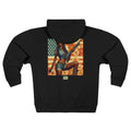 Americana Pinup Cowgirl with Shotgun Zip Hoodie — Retro Vintage Patriotic Graphic