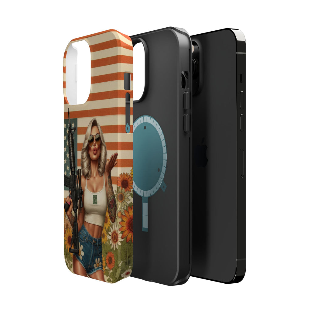 Americana AR-15 Pinup Girl - Magnetic Impact‑Resistant Phone Case  iPhone 13-17 / Samsung S26  MagSafe Compatible