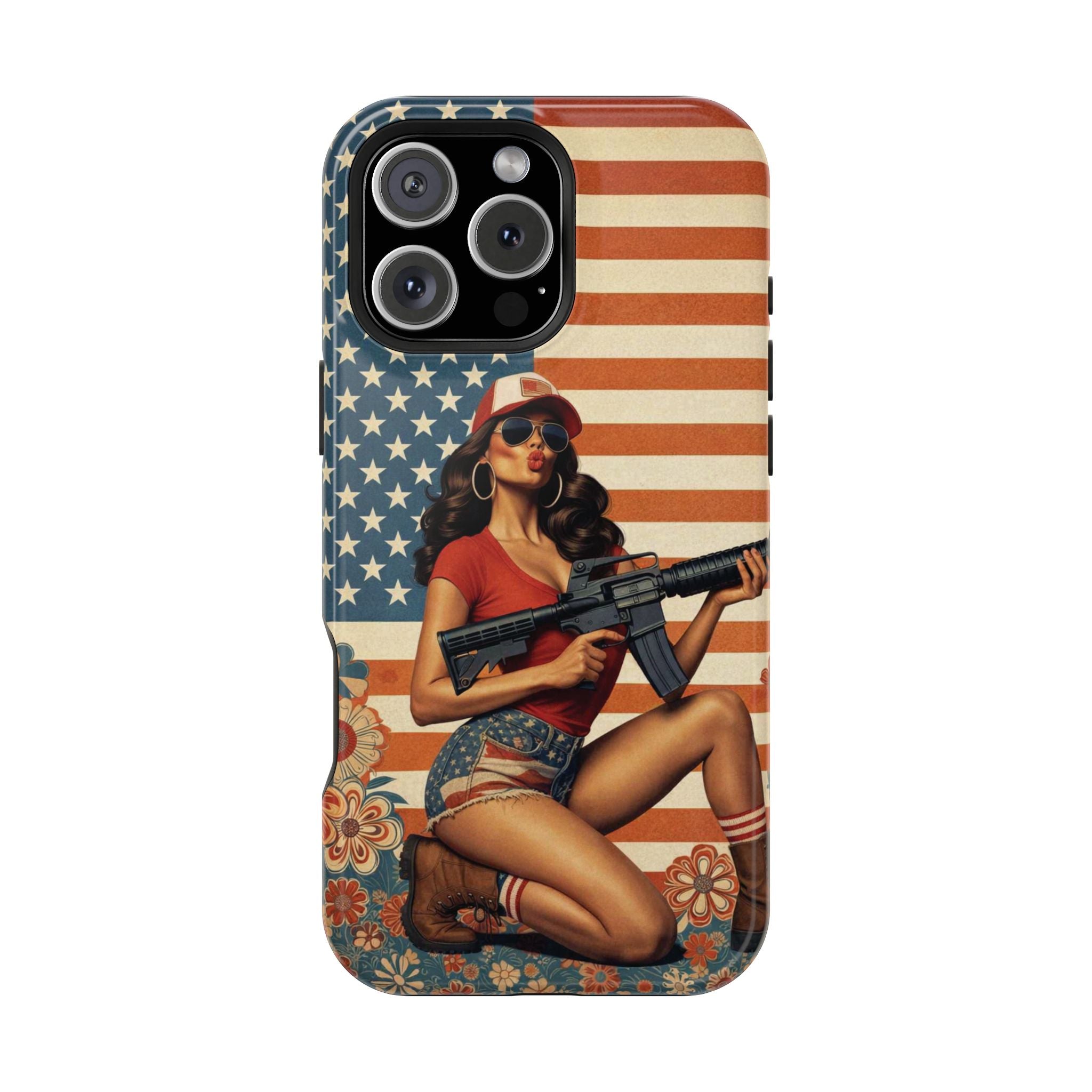 Americana AR-15 Pinup Girl - Magnetic Impact‑Resistant Phone Case  iPhone 13-17 / Samsung S26  MagSafe Compatible