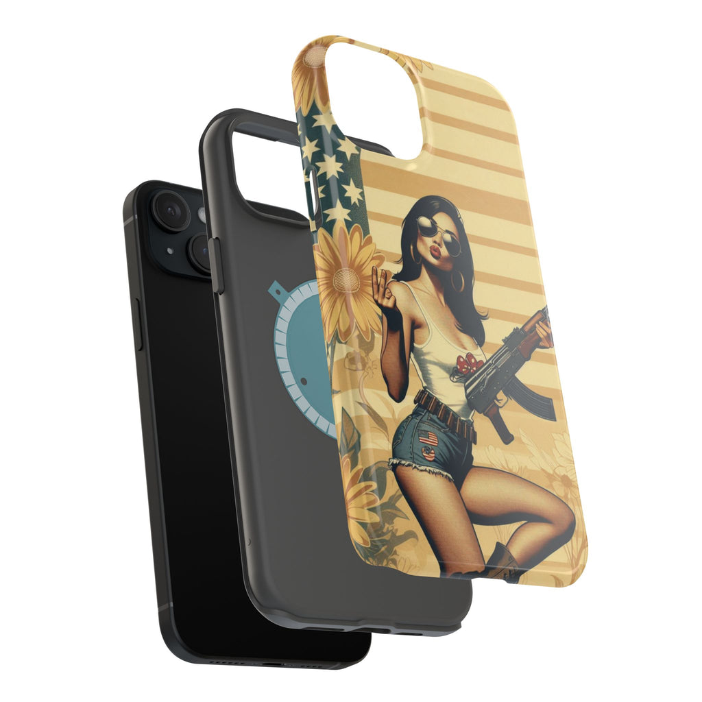 Americana AK-47 Pinup Girl - Magnetic Impact‑Resistant Phone Case  iPhone 13-17 / Samsung S26  MagSafe Compatible