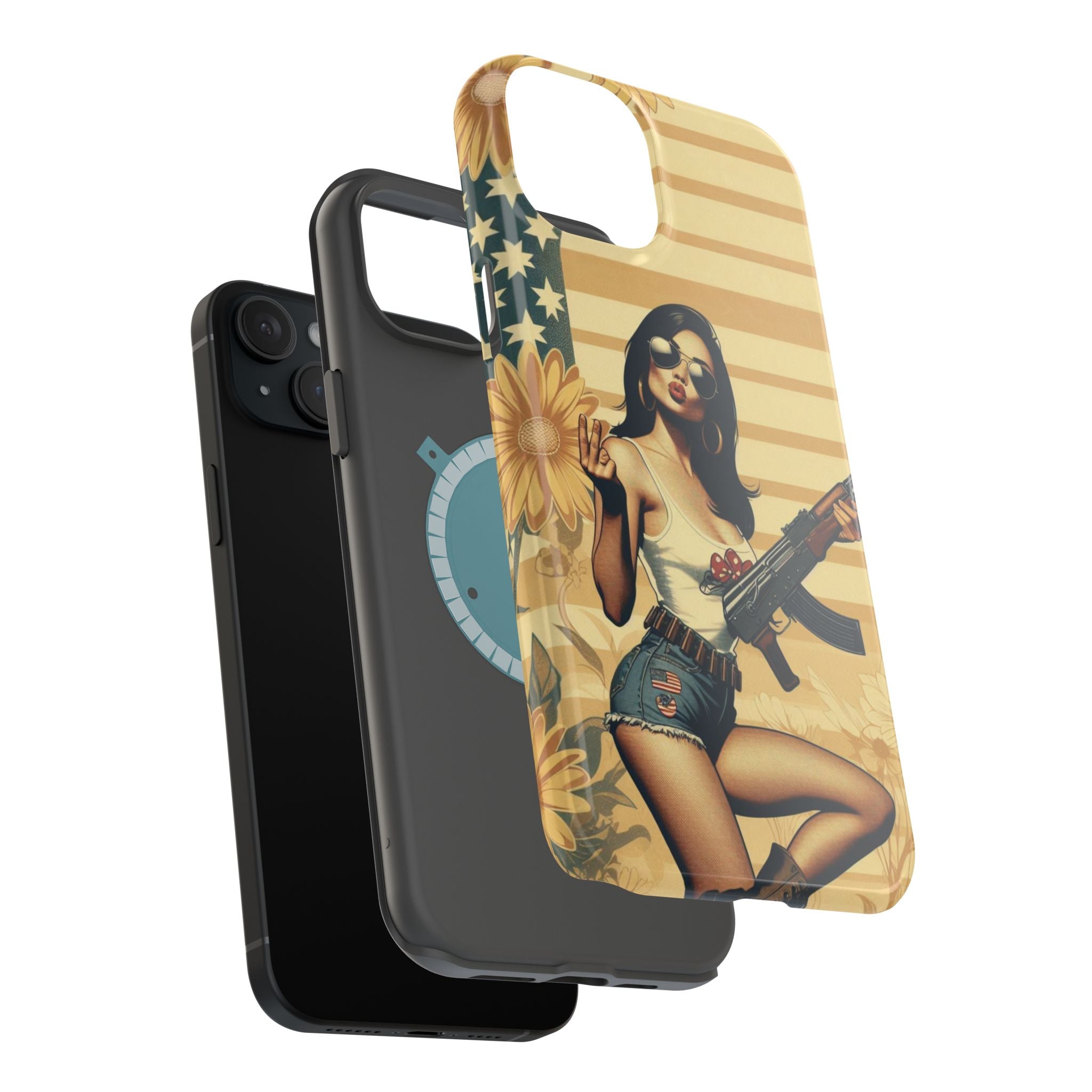 Americana AK-47 Pinup Girl - Magnetic Impact‑Resistant Phone Case  iPhone 13-17 / Samsung S26  MagSafe Compatible