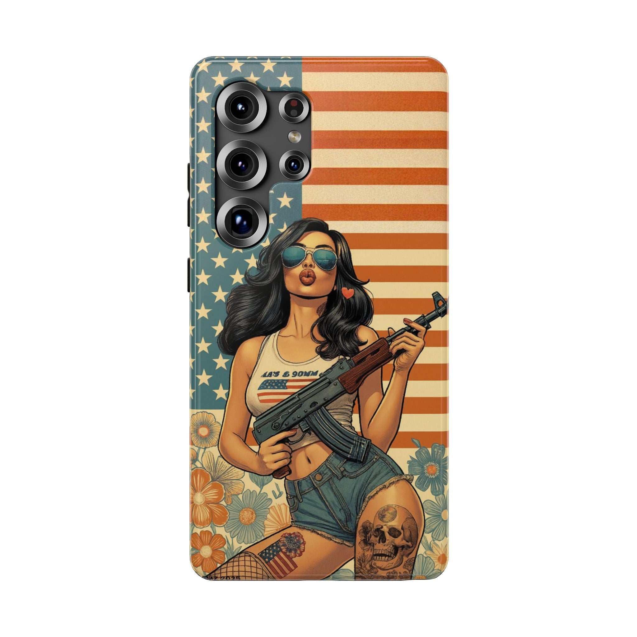 Americana AK-47 Pinup Girl - Impact‑Resistant Phone Case   Samsung Galaxy Series S22 / S22+ / S22 Ultra - S25 / S25+ / S25 Ultra