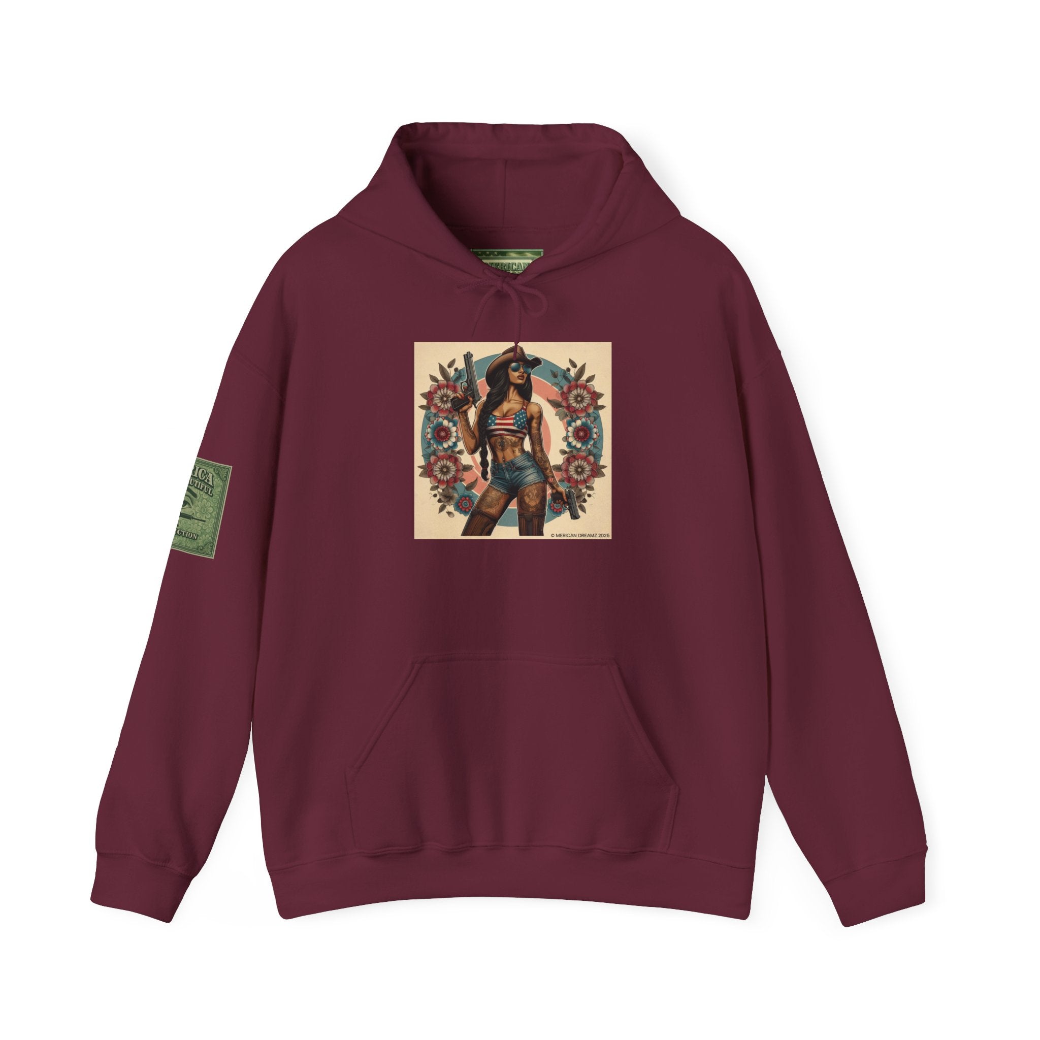 Retro Americana Pinup Gunslinger Hoodie — Vintage Pinup Girls Pullover