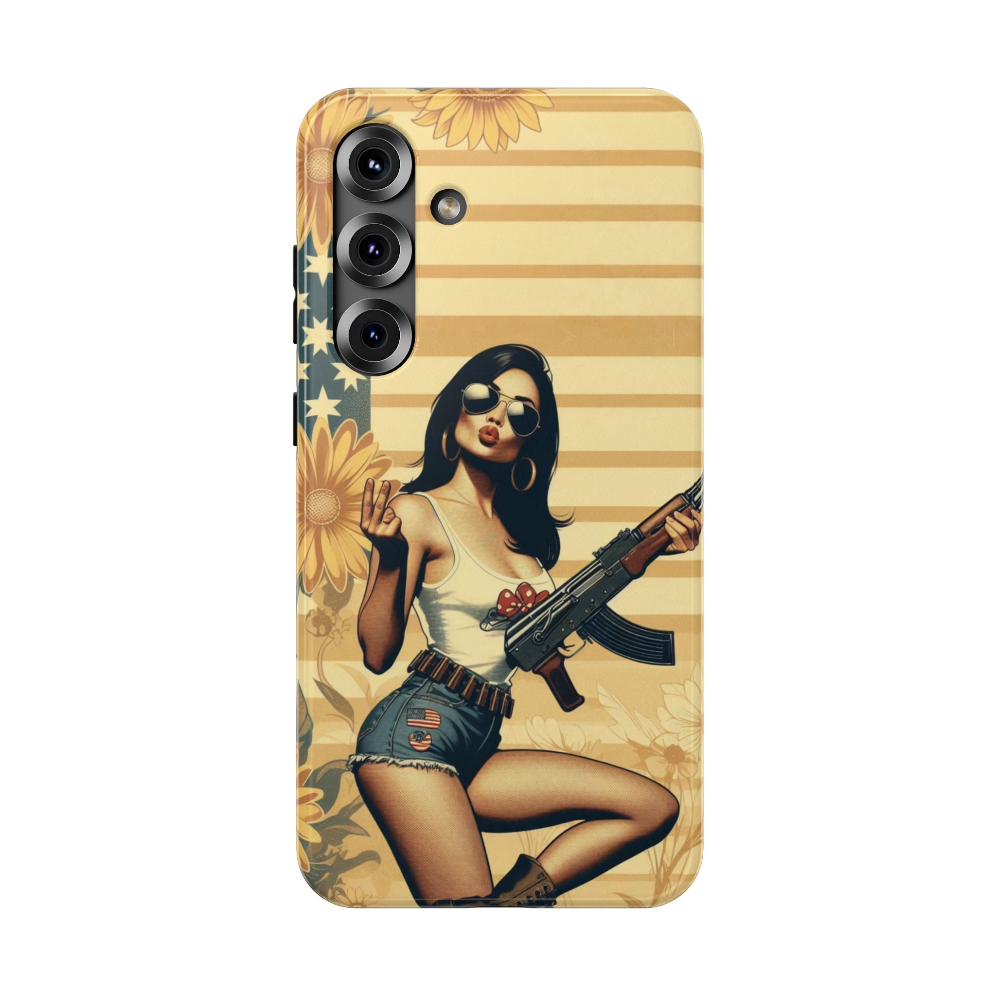 Americana AK-47 Pinup Girl - Impact‑Resistant Phone Case   Samsung Galaxy Series S22 / S22+ / S22 Ultra - S25 / S25+ / S25 Ultra