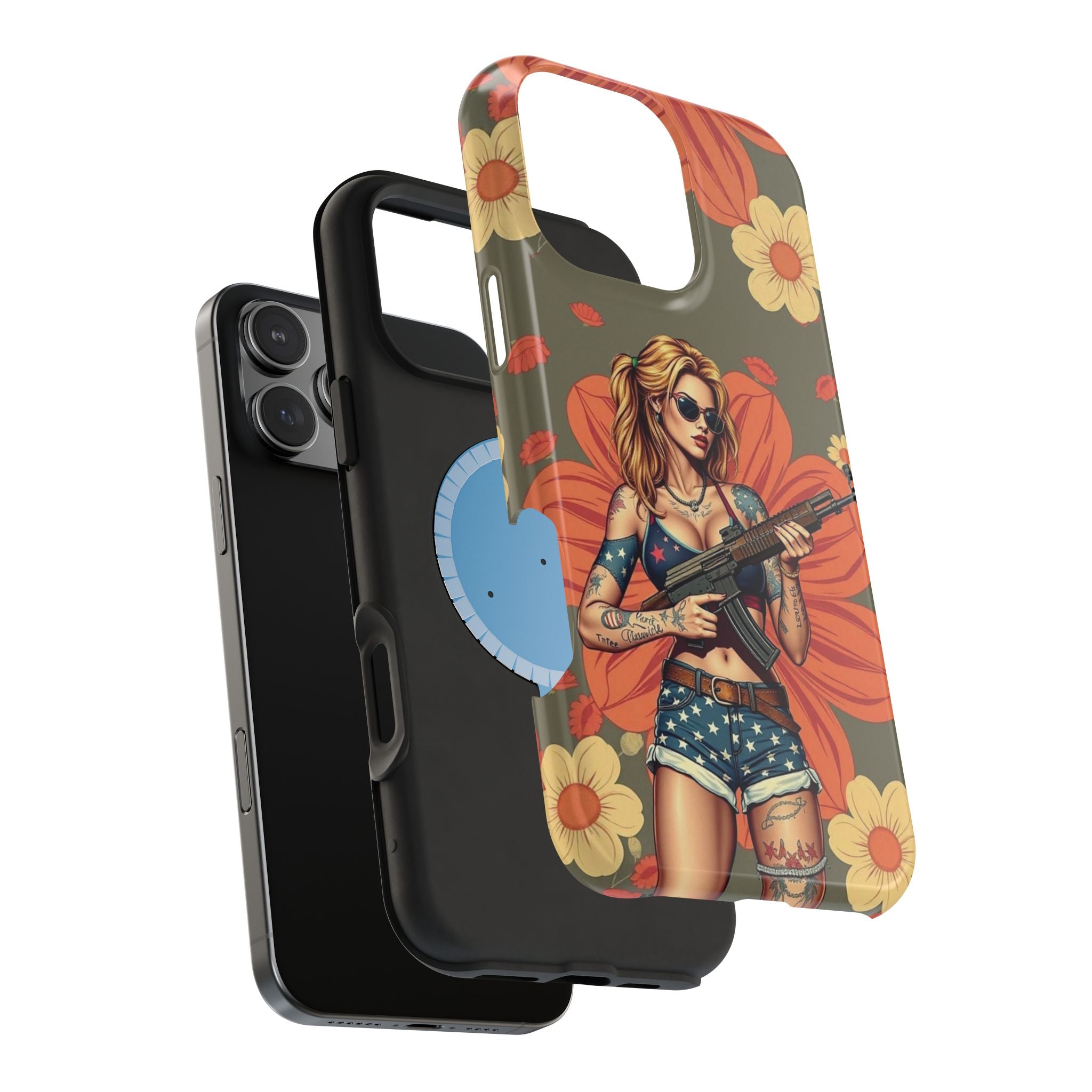 Americana AK-47 Pinup Girl - Magnetic Impact‑Resistant Phone Case  iPhone 13-17 / Samsung S26  MagSafe Compatible