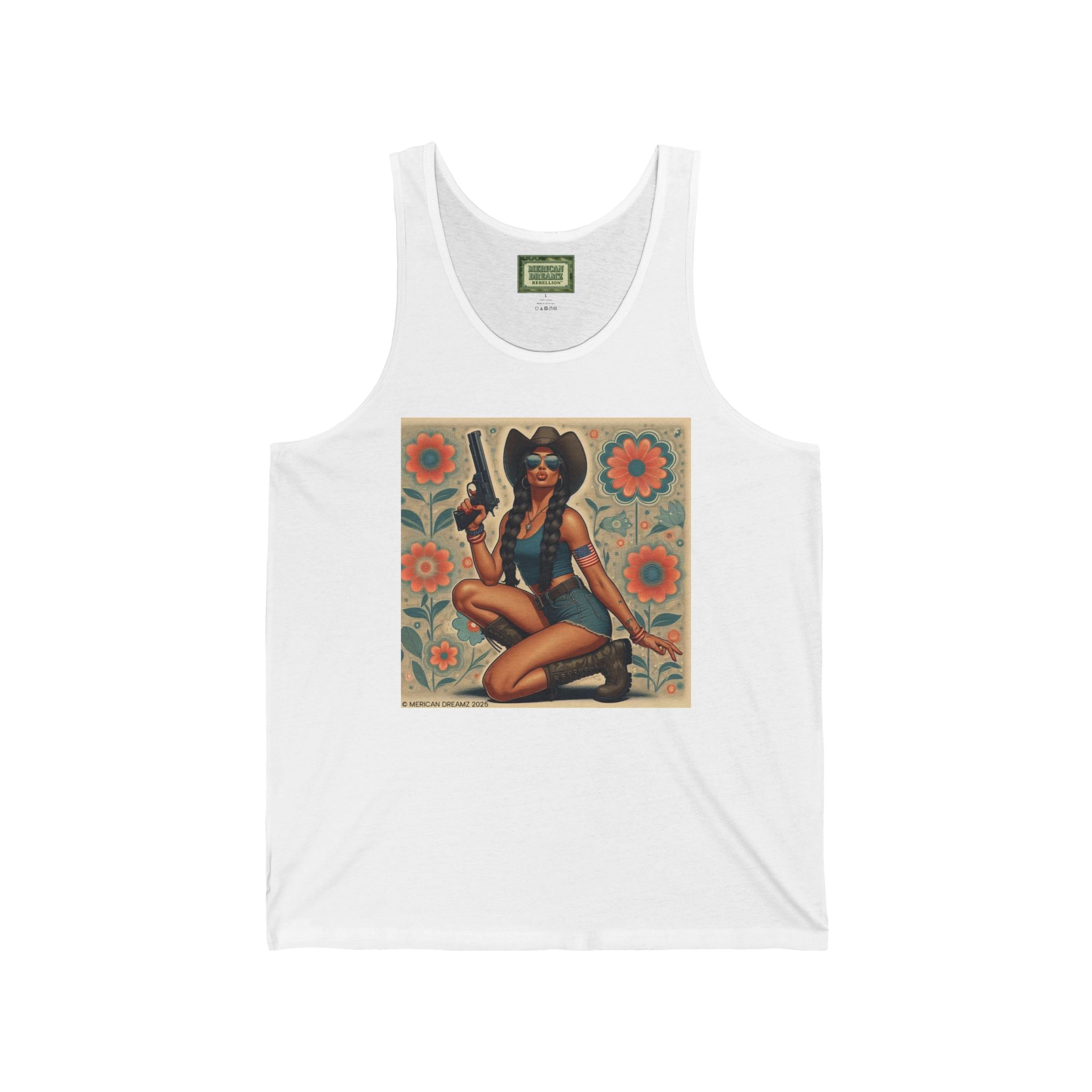 Patriotic Pin-Up Tank Top — Vintage American Flag Girl Graphic
