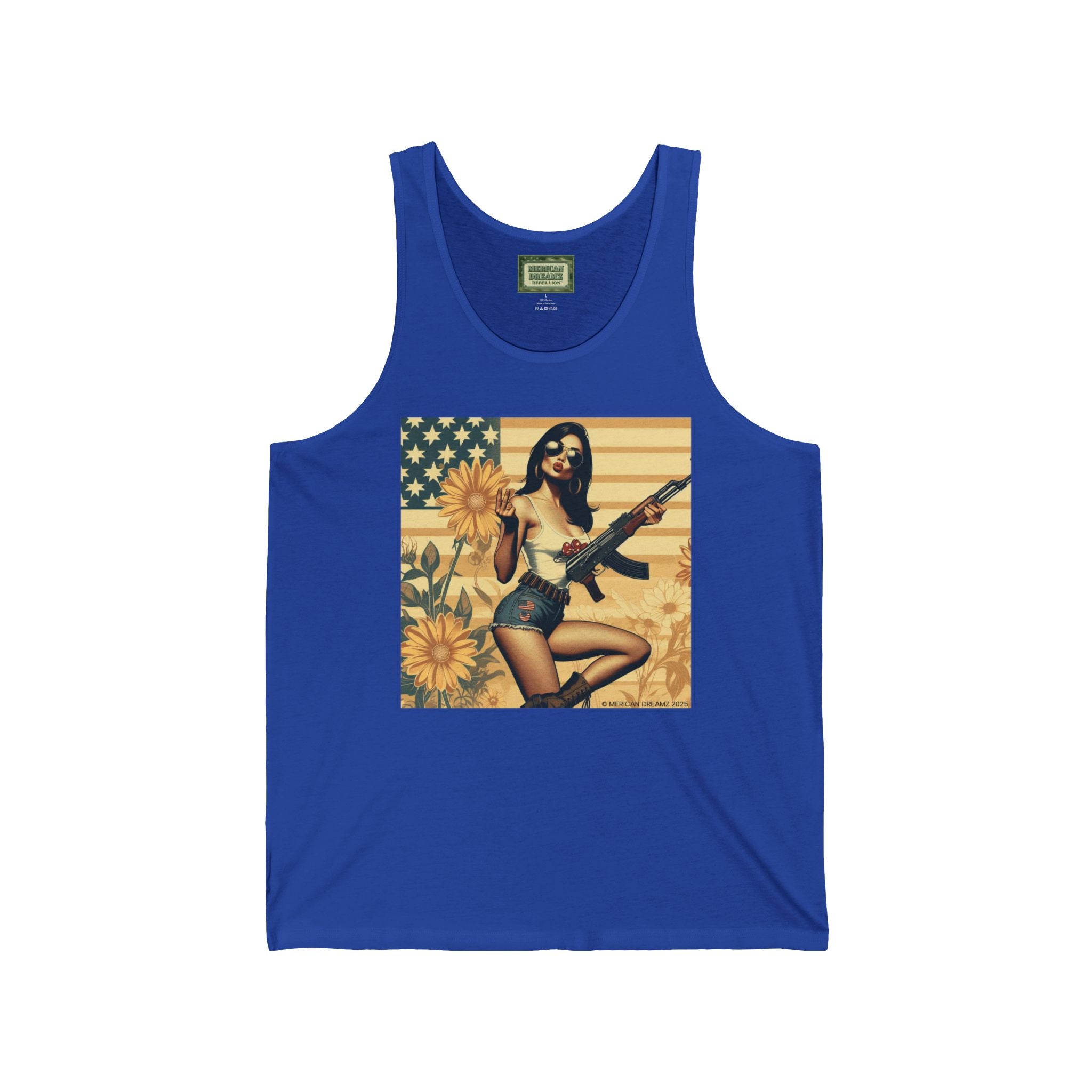 Patriotic Pin-Up Tank Top — Vintage American Flag Girl Graphic