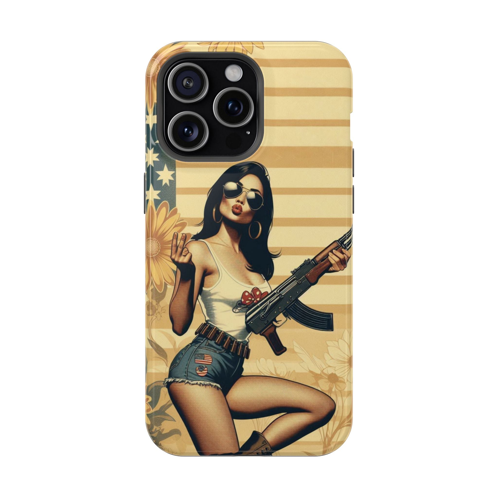 Americana AK-47 Pinup Girl - Magnetic Impact‑Resistant Phone Case  iPhone 13-17 / Samsung S26  MagSafe Compatible