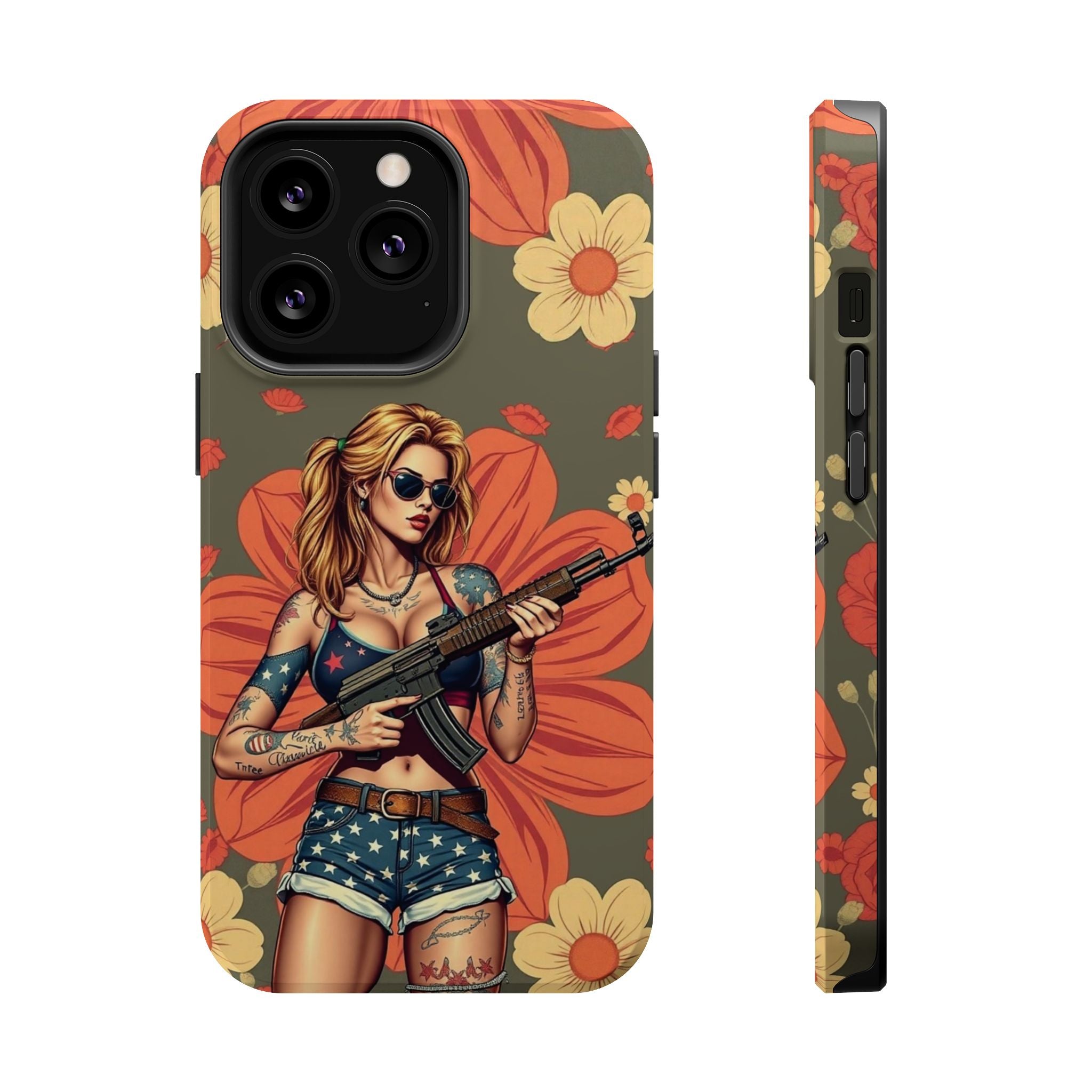 Americana AK-47 Pinup Girl - Magnetic Impact‑Resistant Phone Case  iPhone 13-17 / Samsung S26  MagSafe Compatible