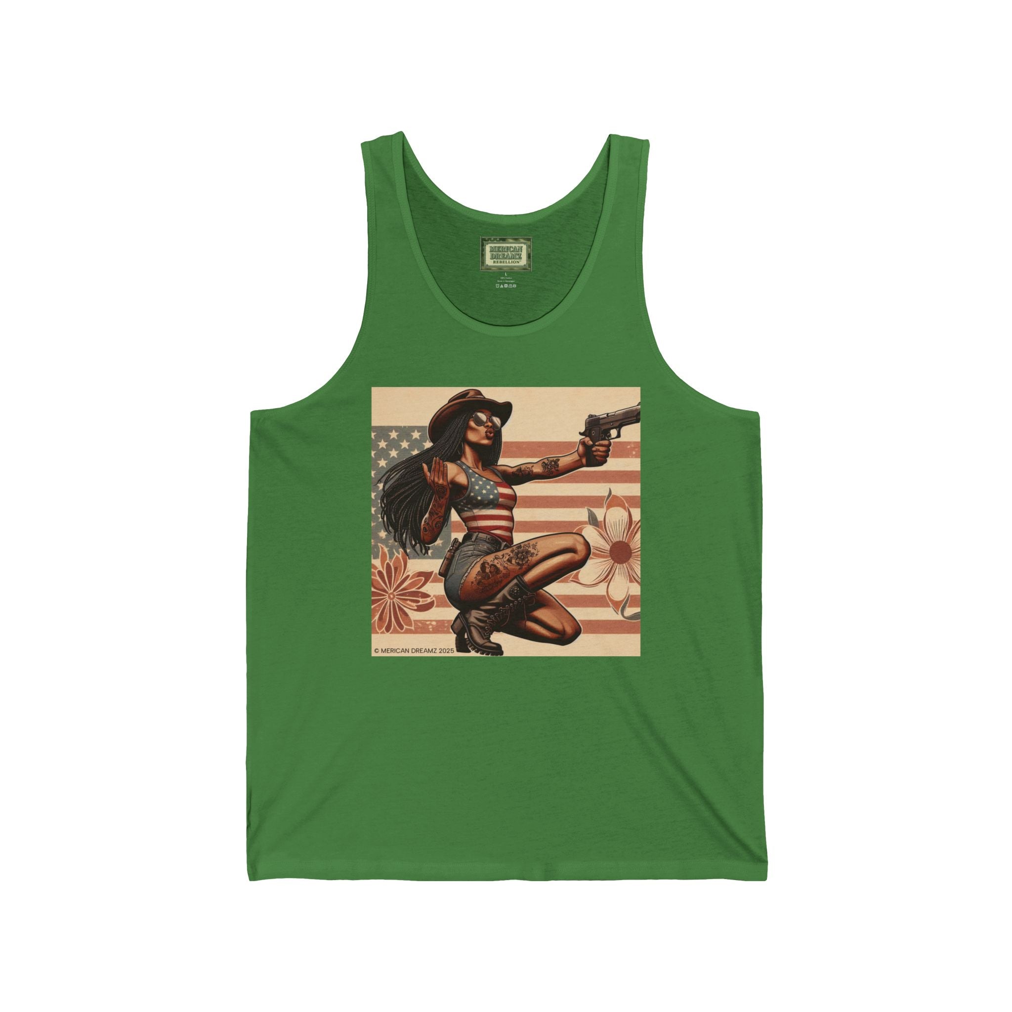 Patriotic Pin-Up Tank Top — Vintage American Flag Girl Graphic