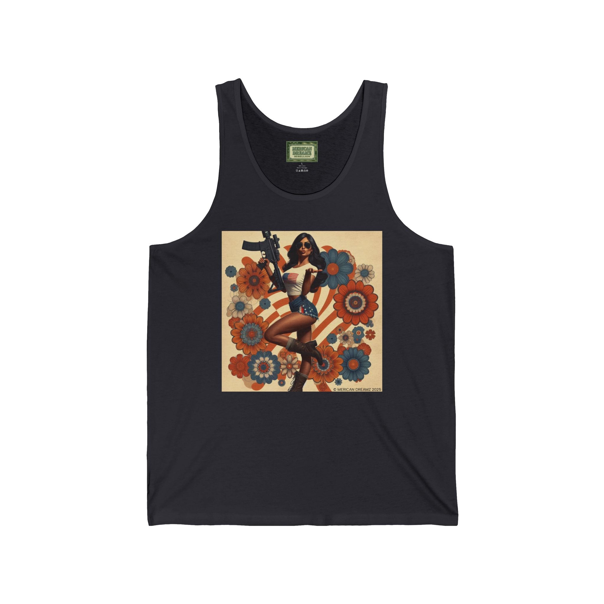 Patriotic Pin-Up Tank Top — Vintage American Flag Girl Graphic