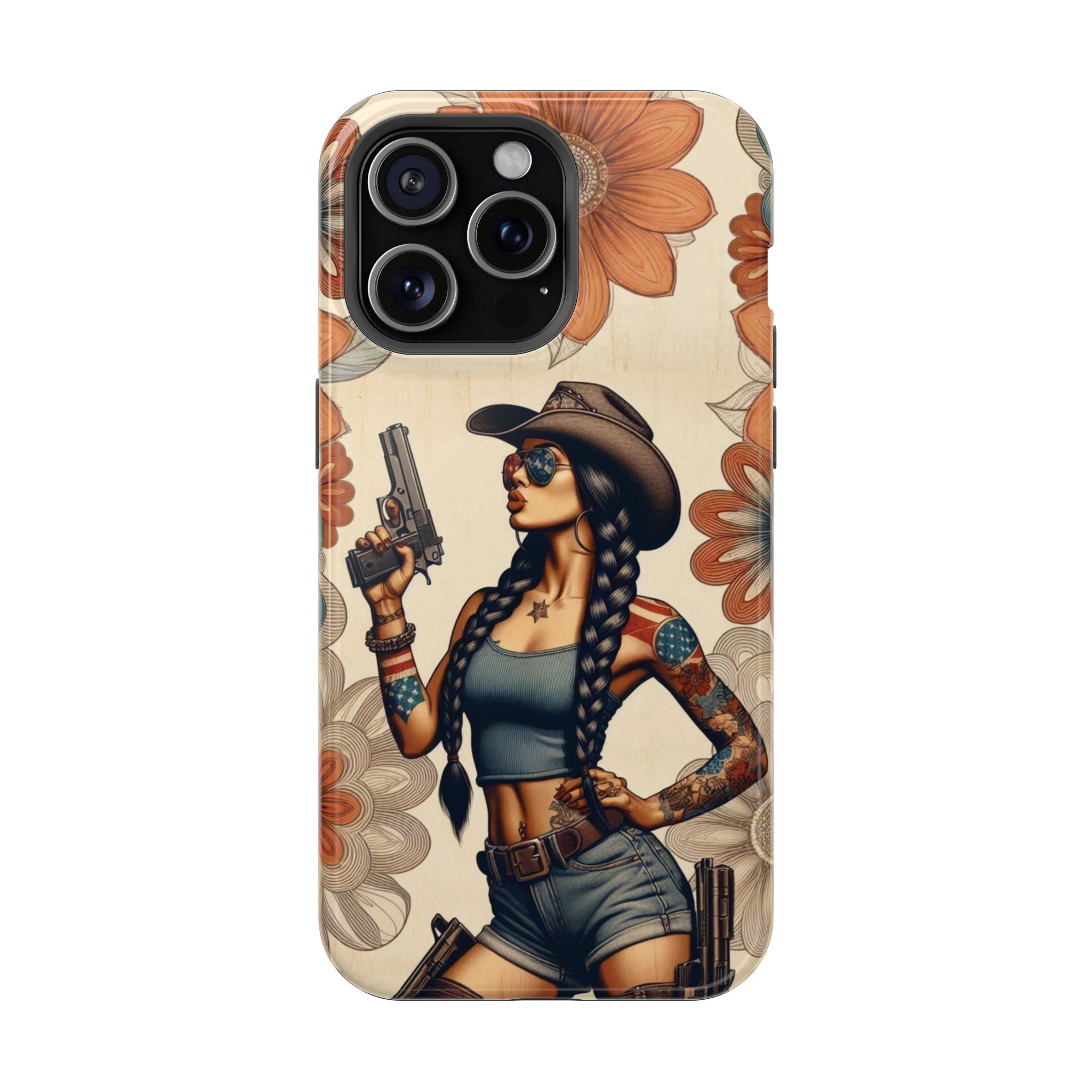 Americana 9mm Pinup Girl - Magnetic Impact‑Resistant Phone Case  iPhone 13-17 / Samsung S26  MagSafe Compatible