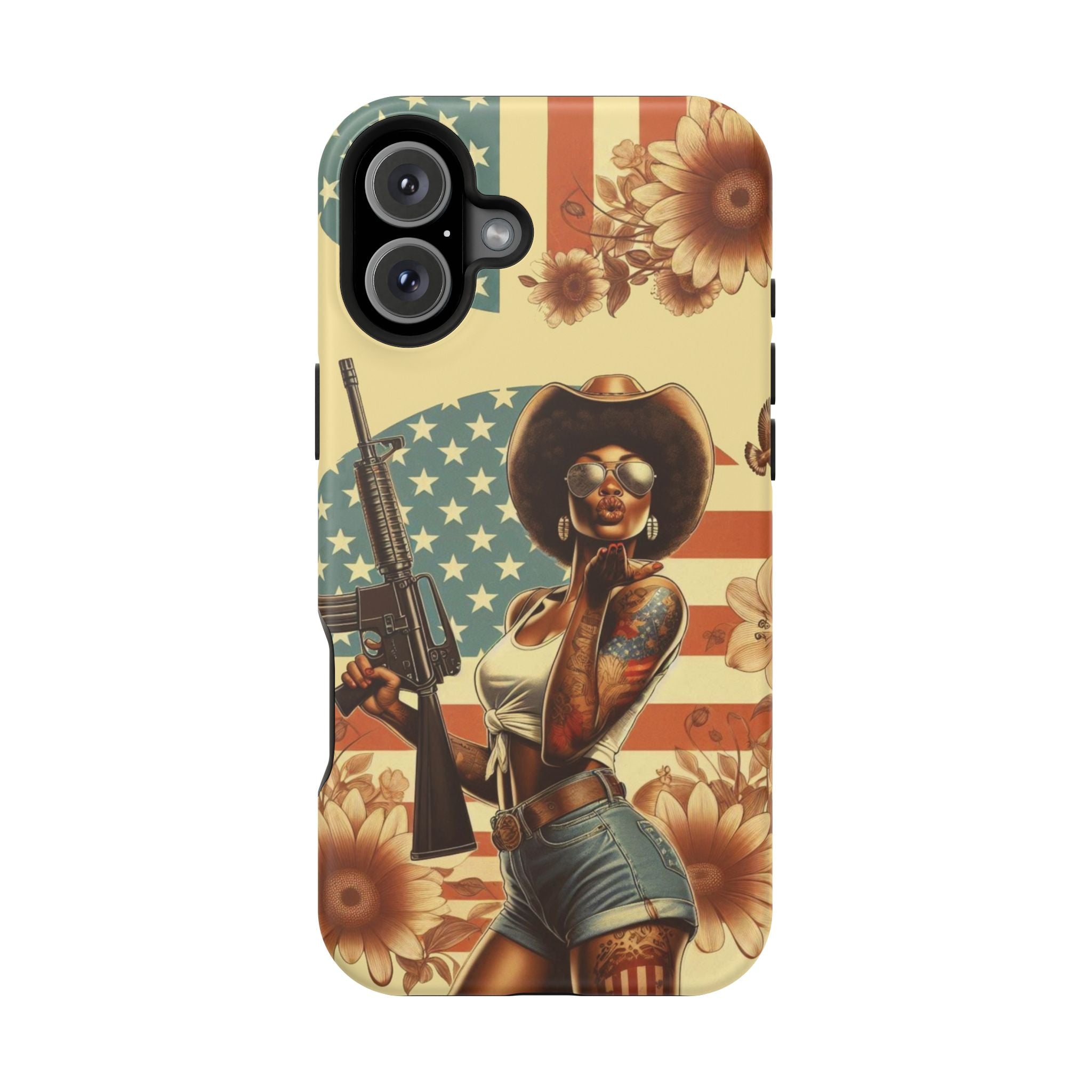 Americana AR-15 Pinup Girl - Magnetic Impact‑Resistant Phone Case  iPhone 13-17 / Samsung S26  MagSafe Compatible
