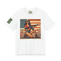 Graphic Short Sleeve Tee front and back — Retro Americana Pin-Up Girls with AR-15 Rifles