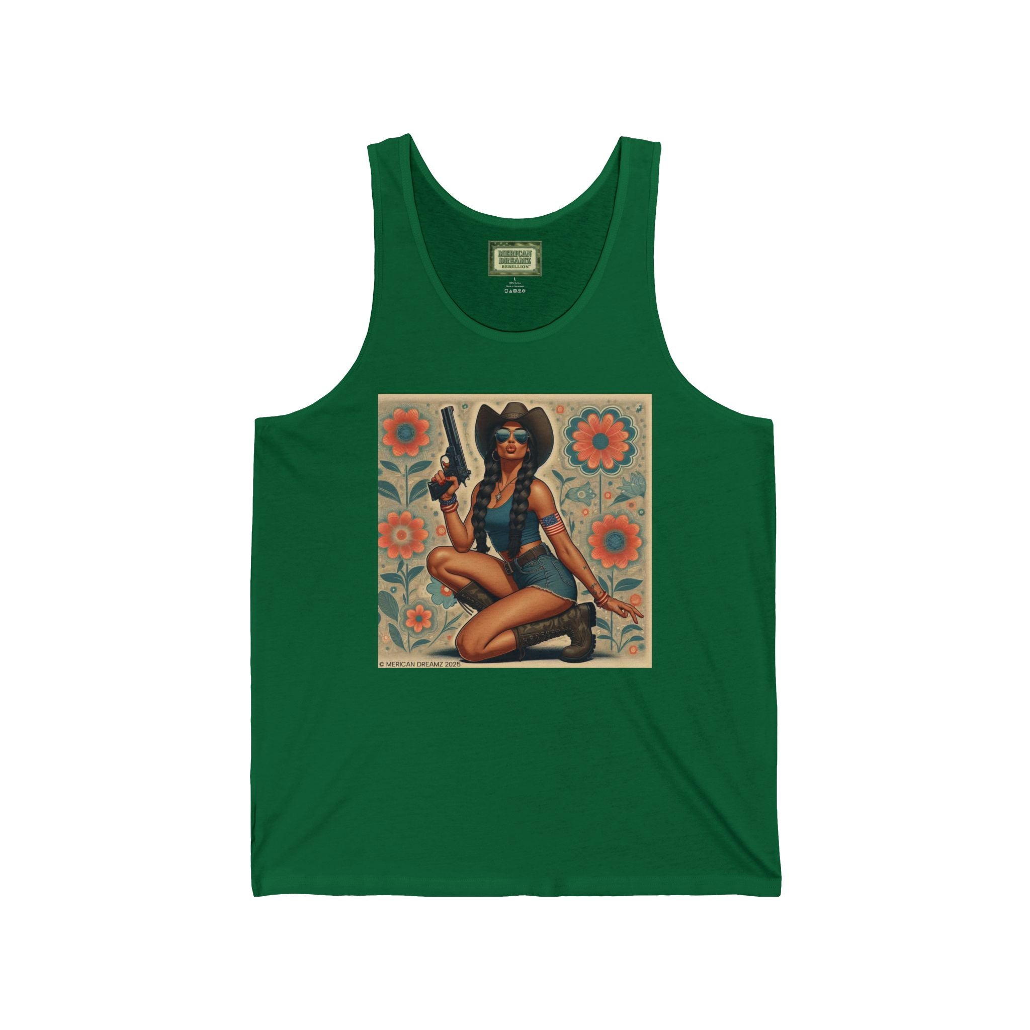 Patriotic Pin-Up Tank Top — Vintage American Flag Girl Graphic