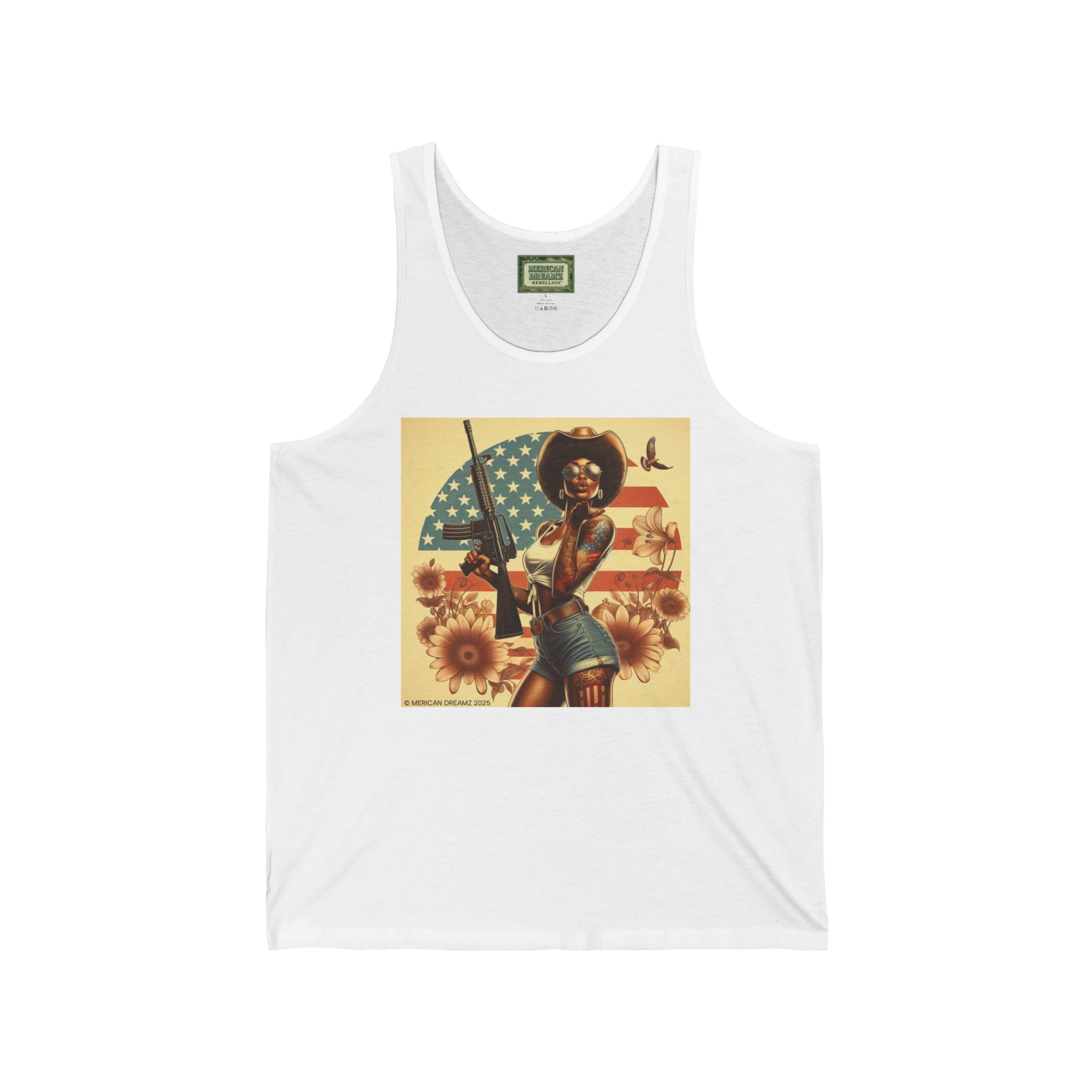 Patriotic Pin-Up Tank Top — Vintage American Flag Girl Graphic