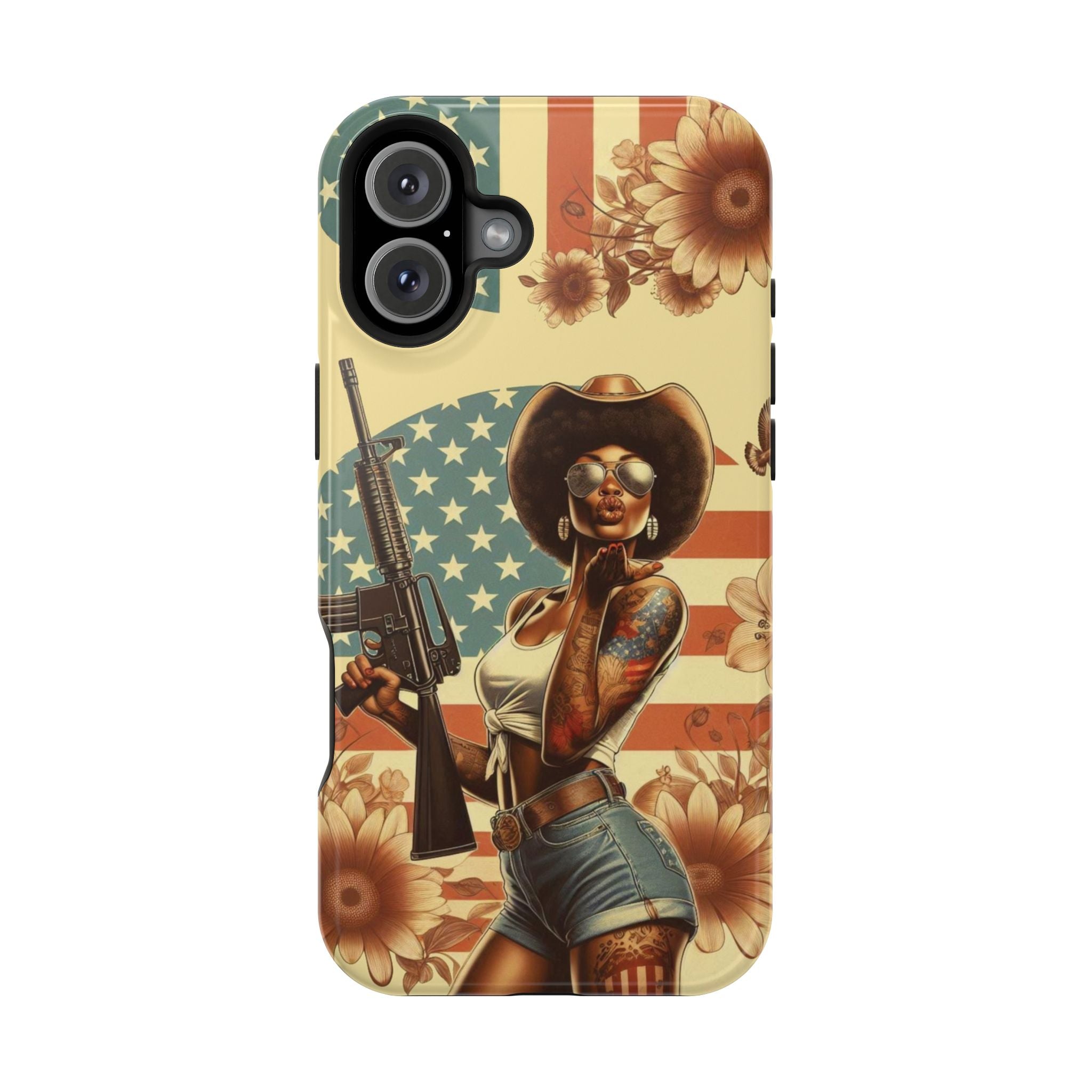 Americana AR-15 Pinup Girl - Magnetic Impact‑Resistant Phone Case  iPhone 13-17 / Samsung S26  MagSafe Compatible