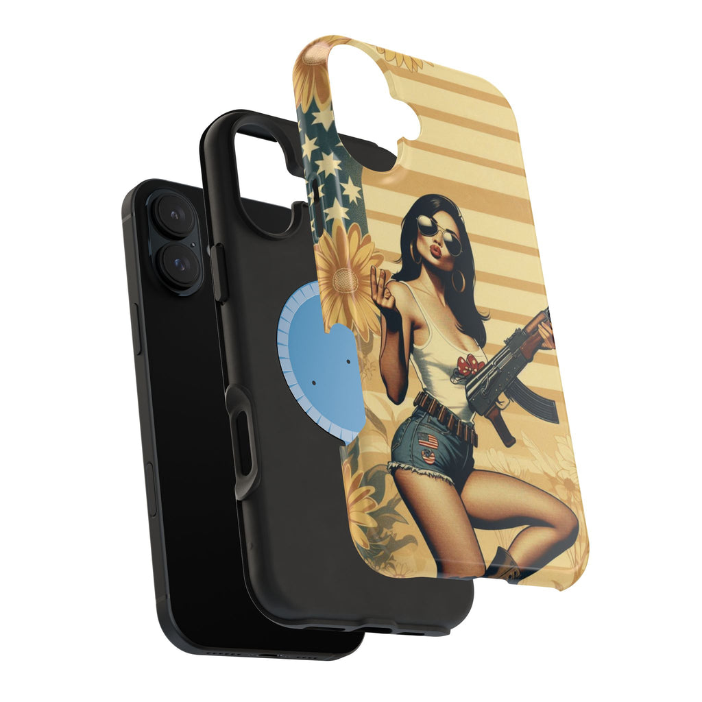 Americana AK-47 Pinup Girl - Magnetic Impact‑Resistant Phone Case  iPhone 13-17 / Samsung S26  MagSafe Compatible