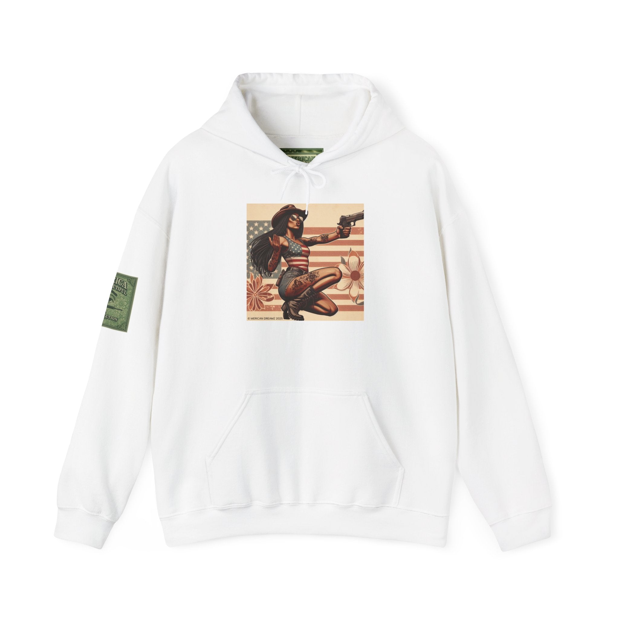 Retro Americana Pinup Gunslinger Hoodie — Vintage Pinup Girls Pullover