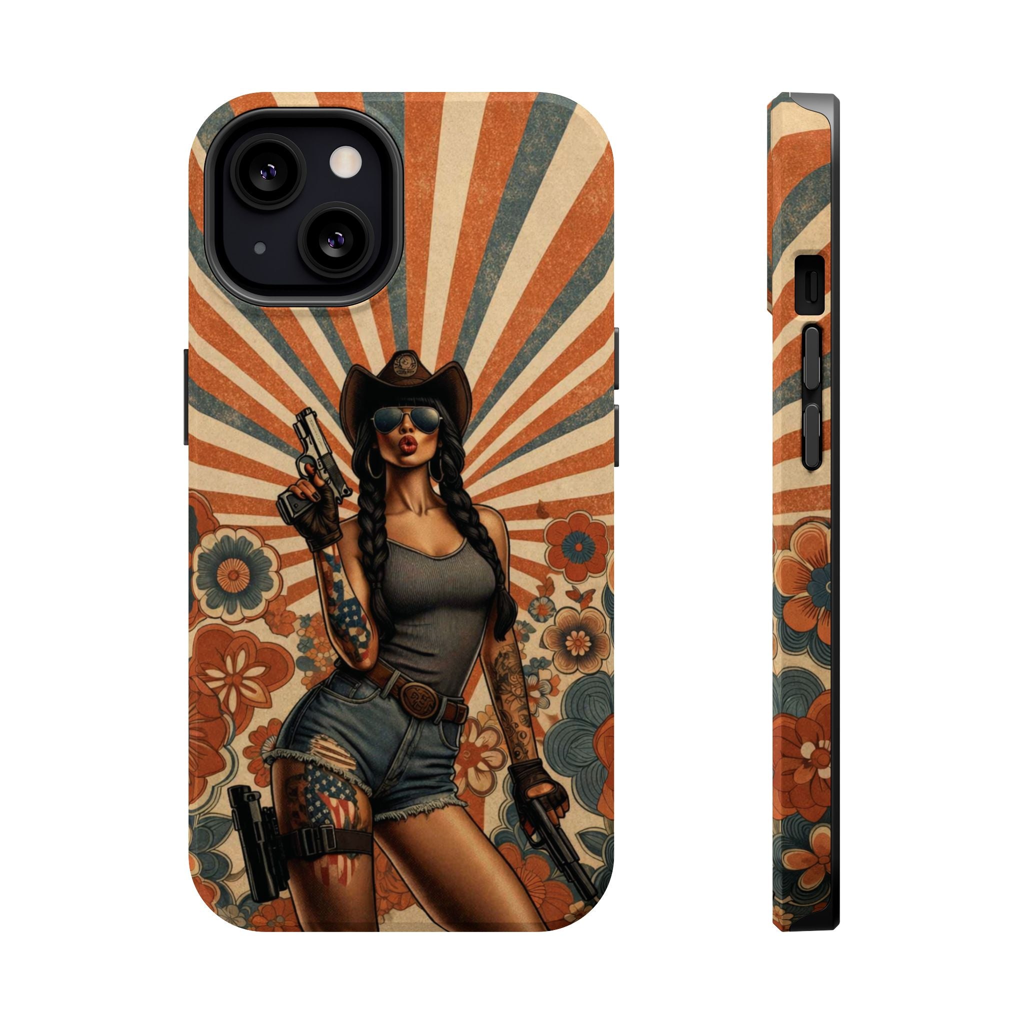 Americana 9mm Pinup Girl - Magnetic Impact‑Resistant Phone Case  iPhone 13-17 / Samsung S26  MagSafe Compatible