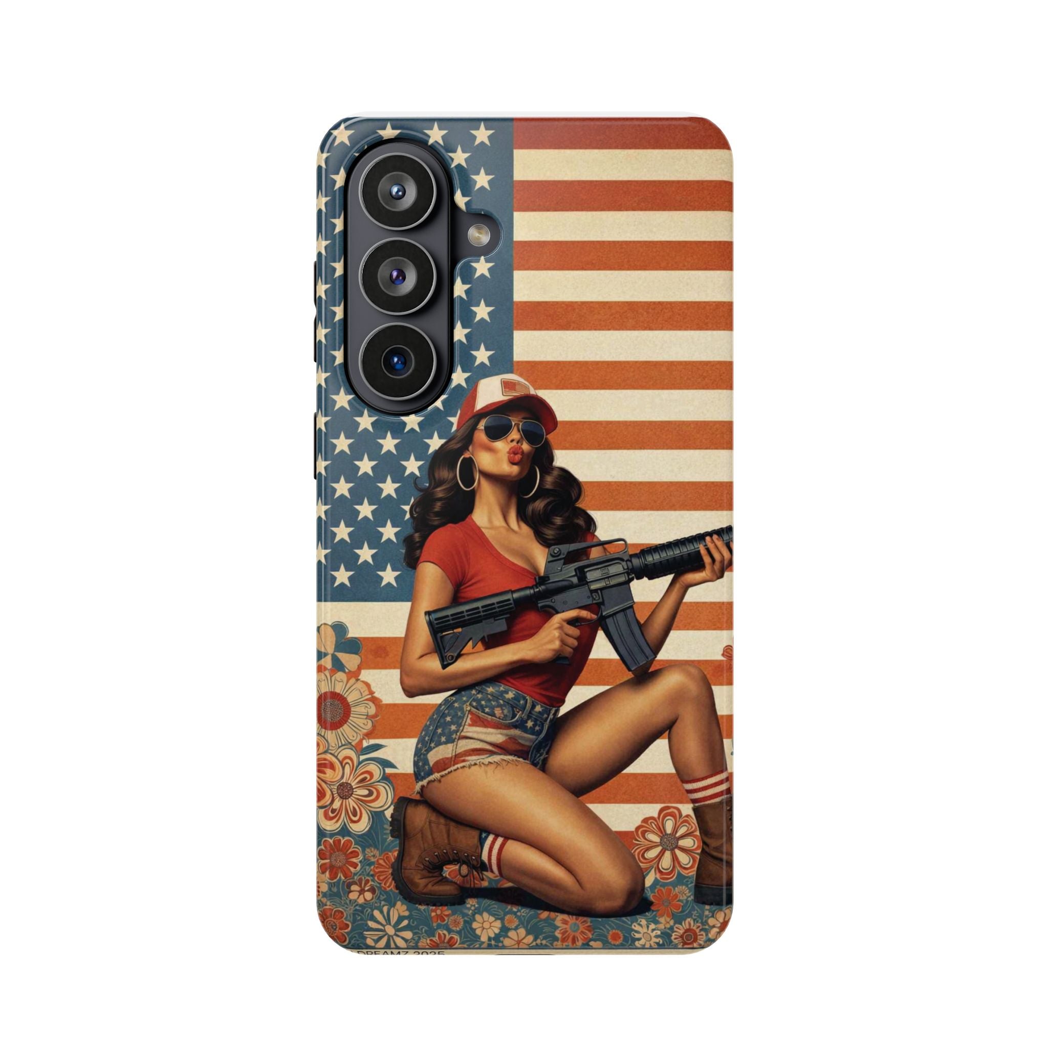 Americana AR-15 Pinup Girl - Magnetic Impact‑Resistant Phone Case  iPhone 13-17 / Samsung S26  MagSafe Compatible