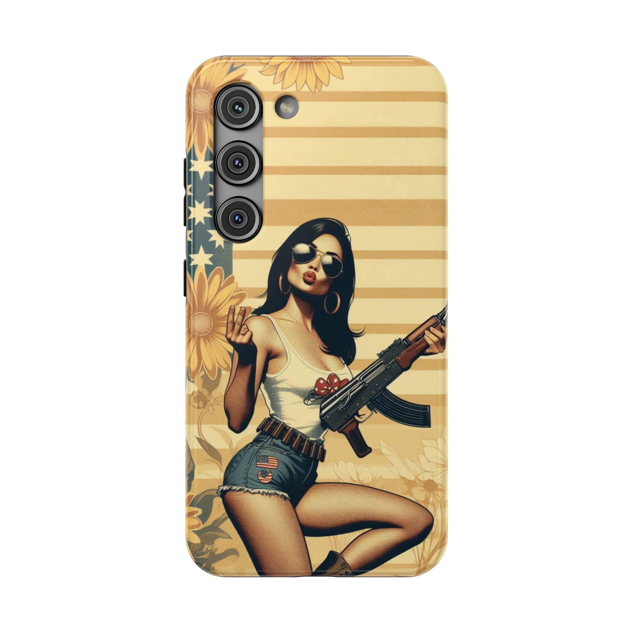 Americana AK-47 Pinup Girl - Impact‑Resistant Phone Case   Samsung Galaxy Series S22 / S22+ / S22 Ultra - S25 / S25+ / S25 Ultra