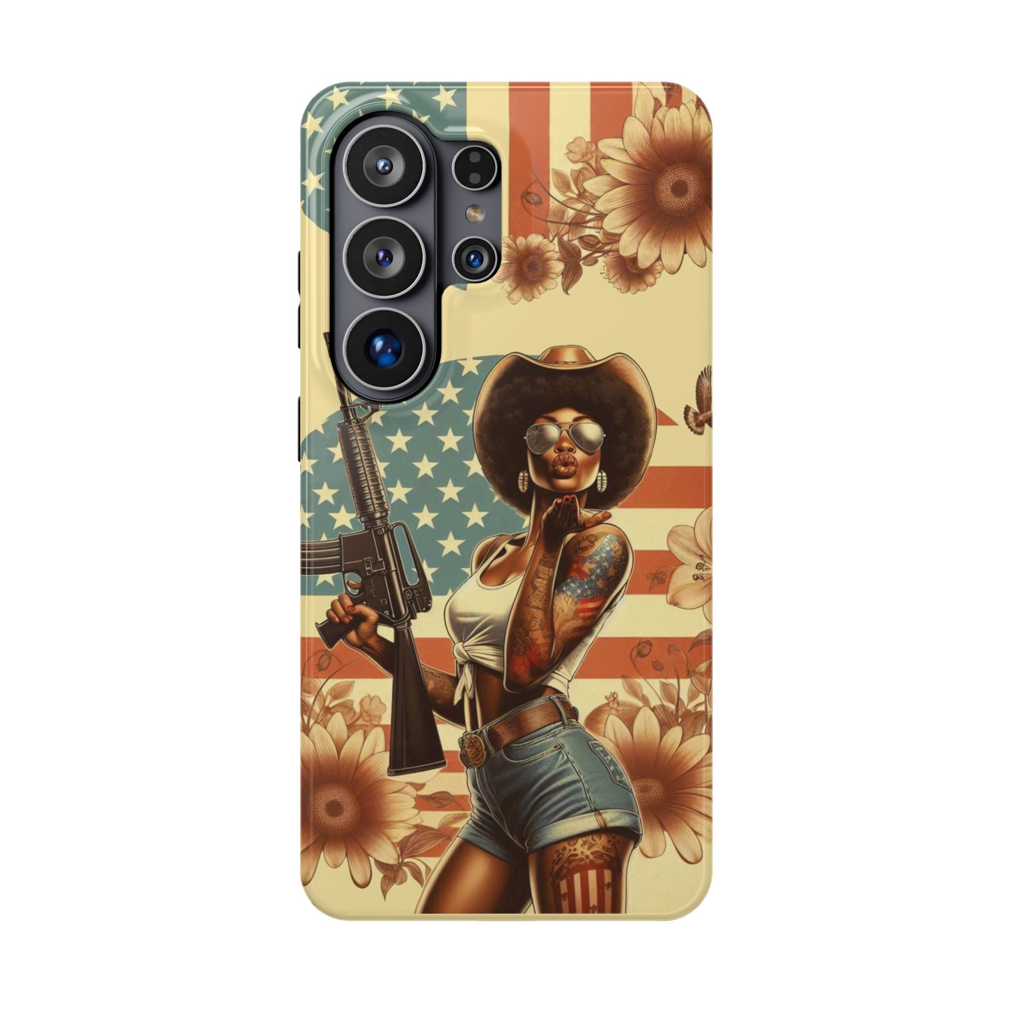 Americana AR-15 Pinup Girl - Magnetic Impact‑Resistant Phone Case  iPhone 13-17 / Samsung S26  MagSafe Compatible