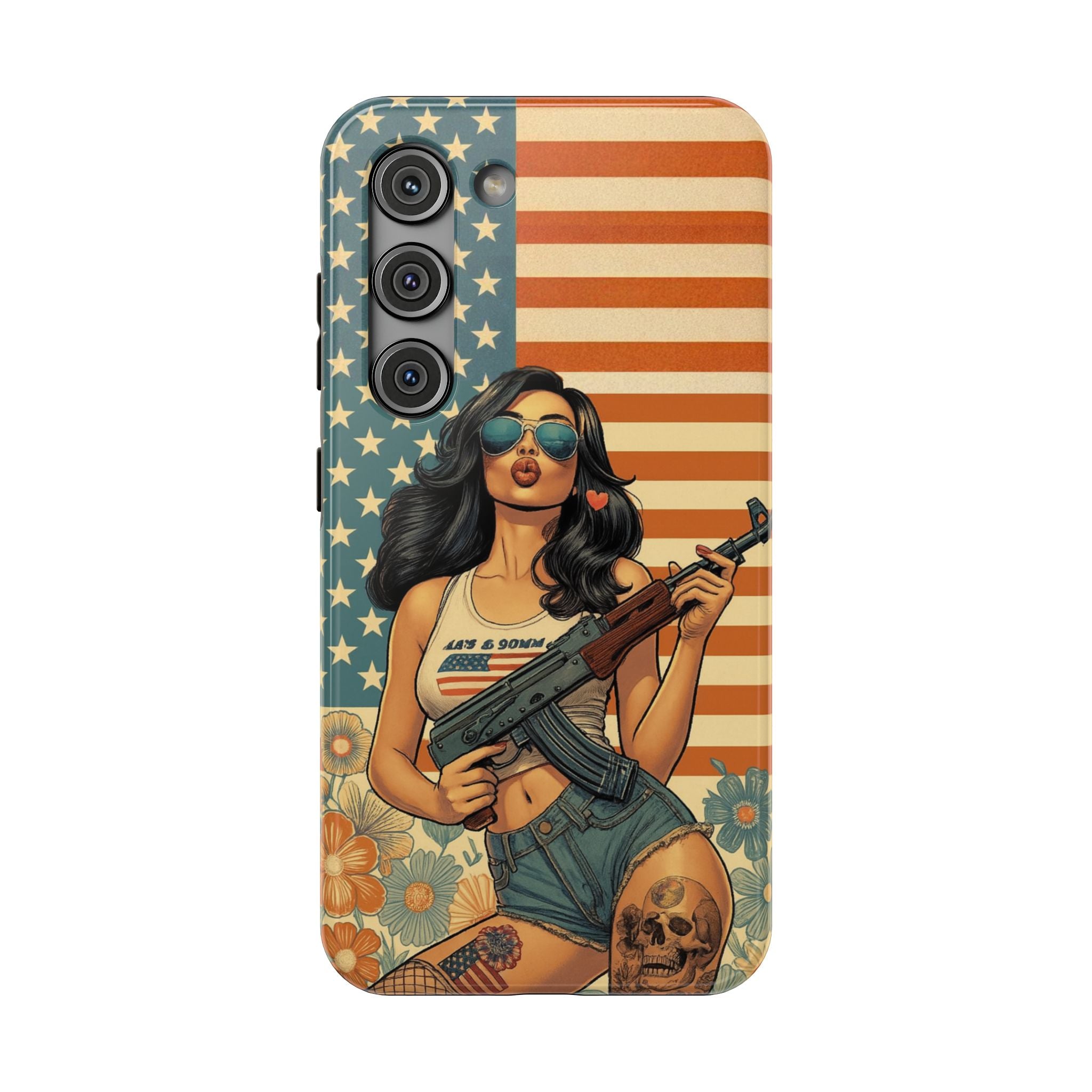 Americana AK-47 Pinup Girl - Impact‑Resistant Phone Case   Samsung Galaxy Series S22 / S22+ / S22 Ultra - S25 / S25+ / S25 Ultra