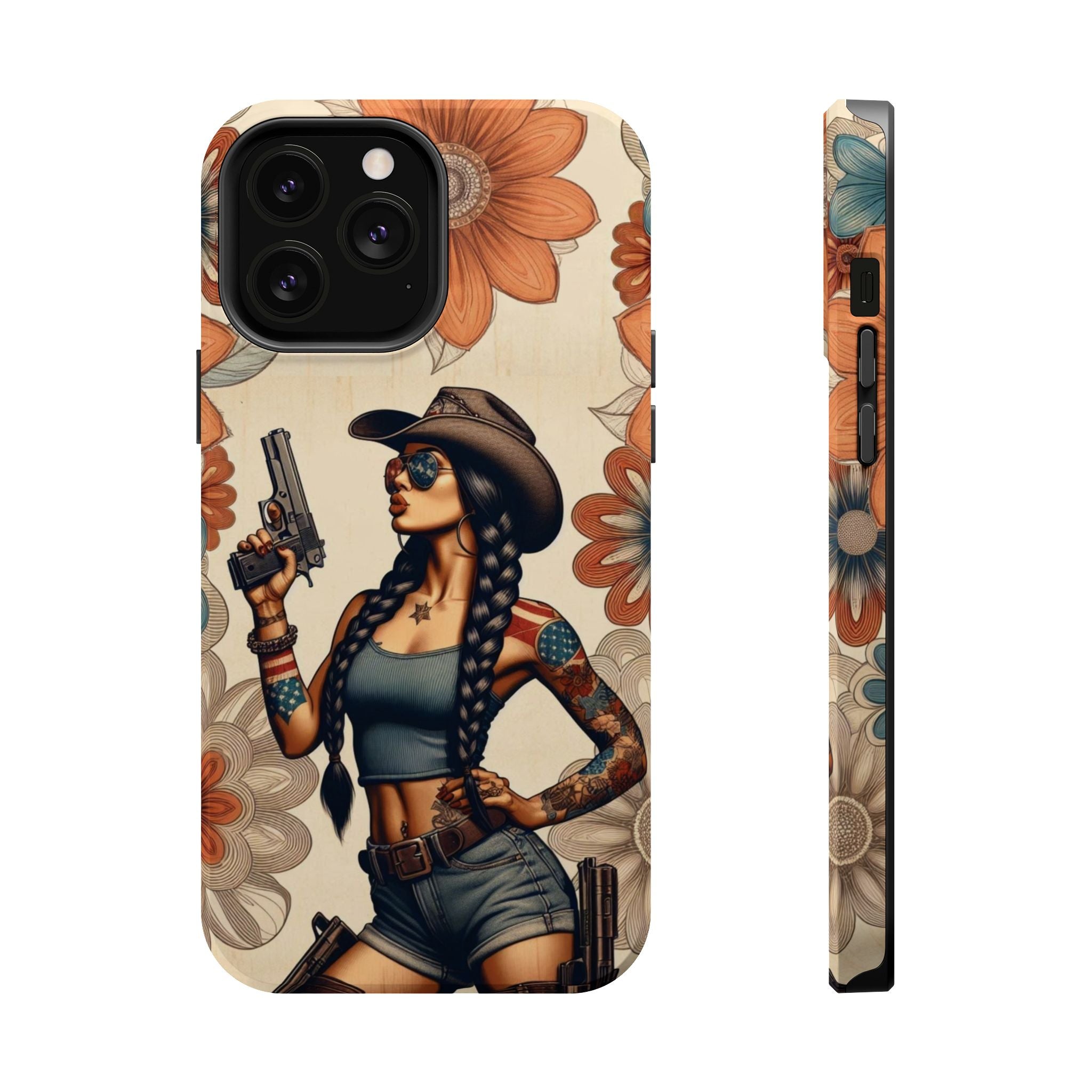 Americana 9mm Pinup Girl - Magnetic Impact‑Resistant Phone Case  iPhone 13-17 / Samsung S26  MagSafe Compatible