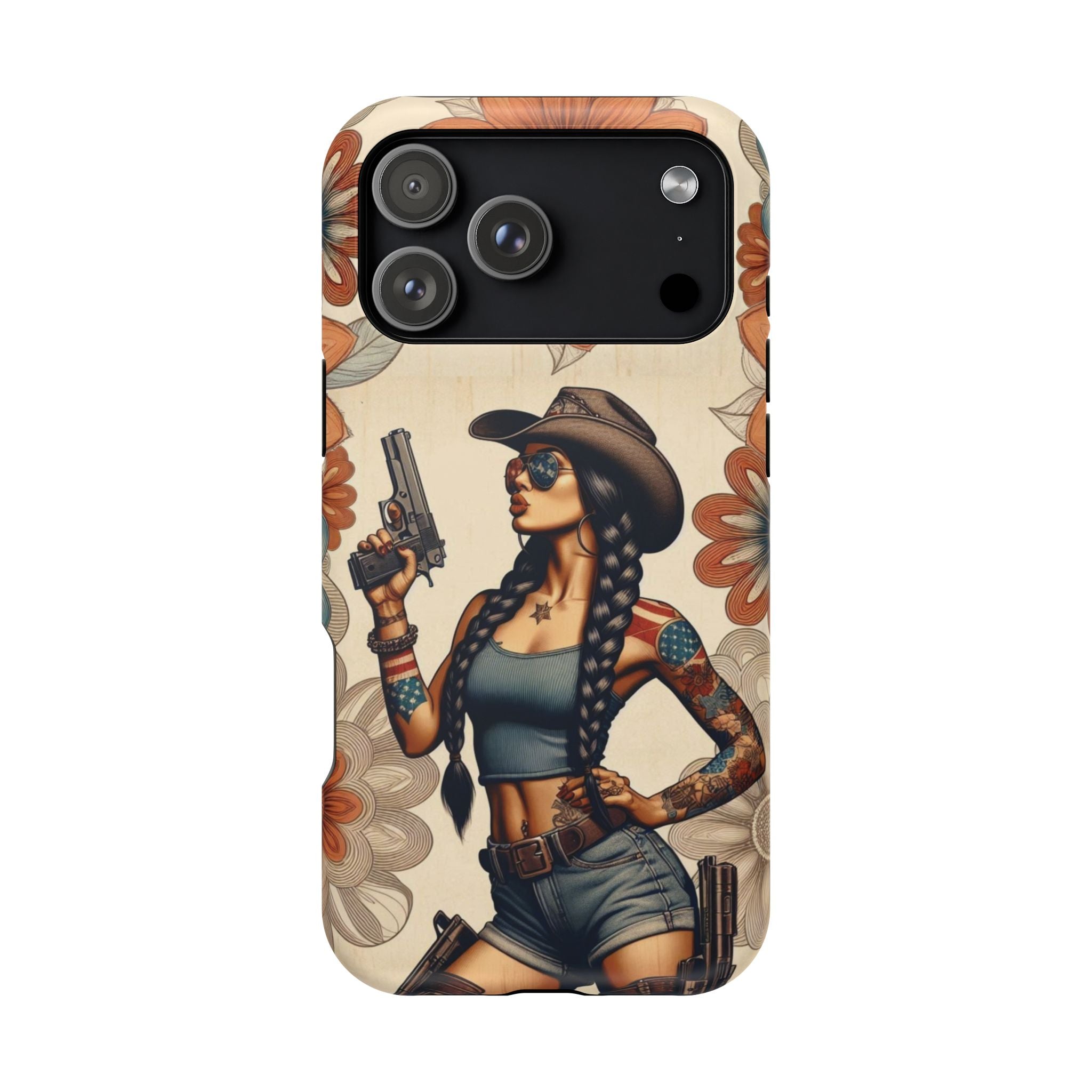 Americana 9mm Pinup Girl - Magnetic Impact‑Resistant Phone Case  iPhone 13-17 / Samsung S26  MagSafe Compatible