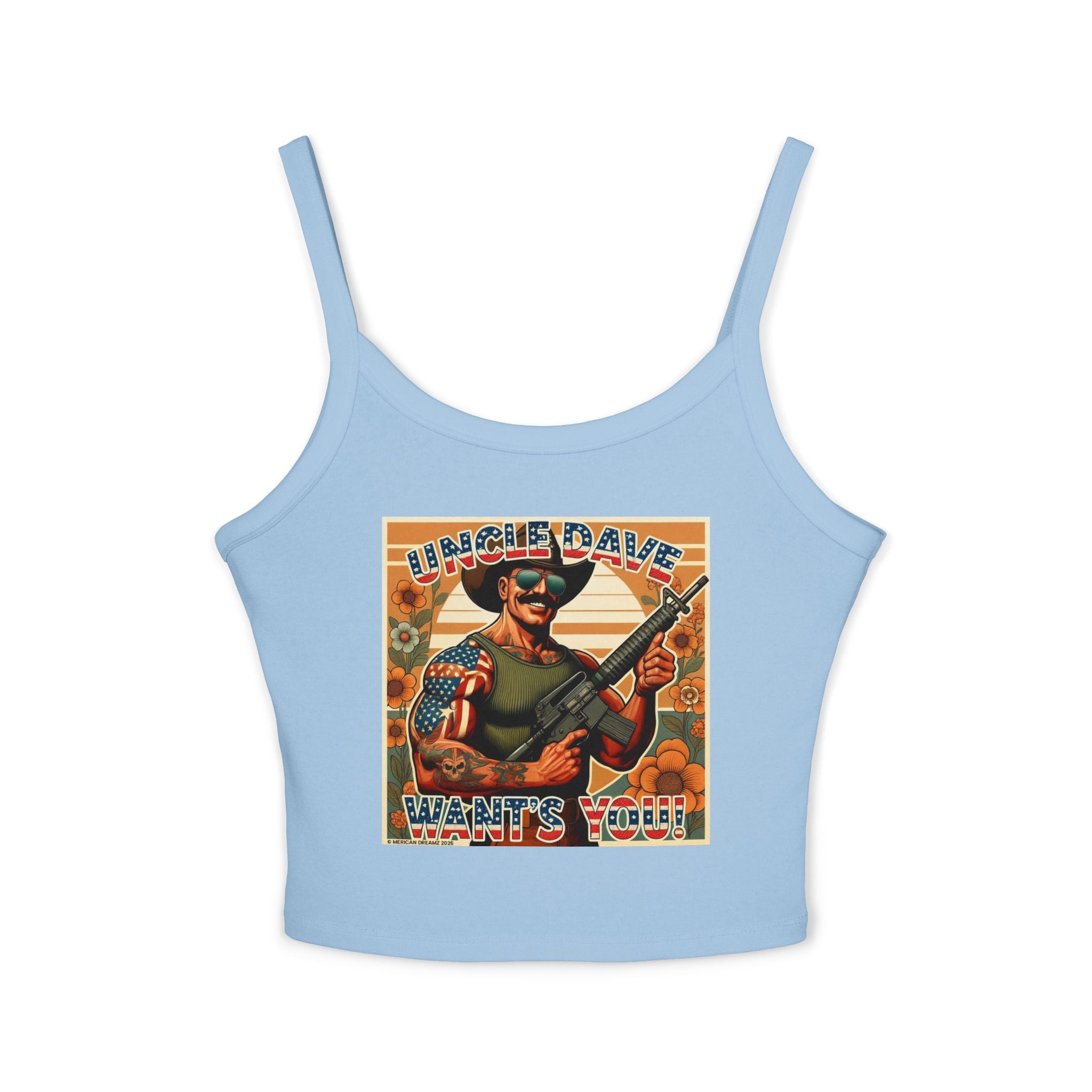 Uncle Dave Wants You Floral Flag Tank Top — Owner-Artist with Rifle