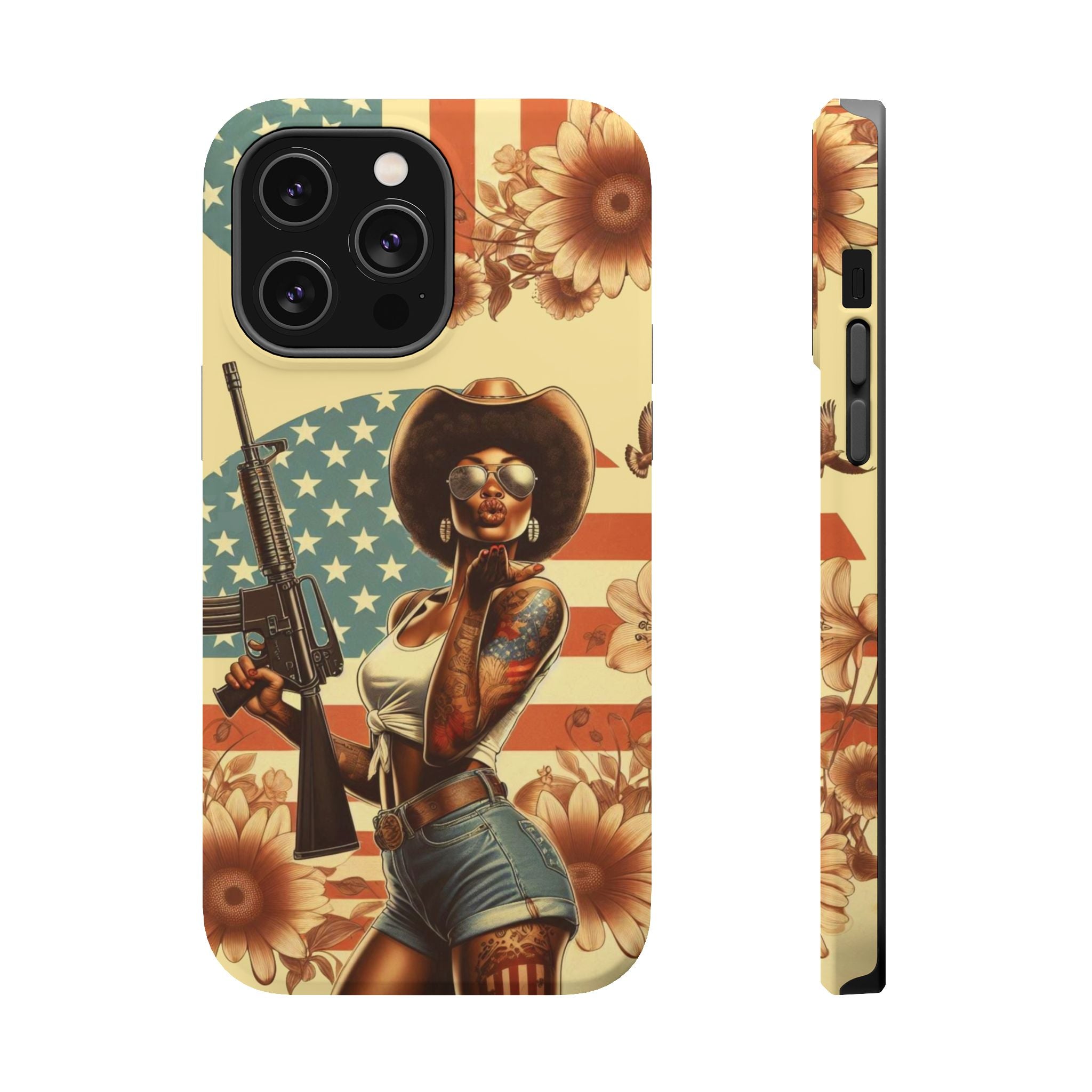 Americana AR-15 Pinup Girl - Magnetic Impact‑Resistant Phone Case  iPhone 13-17 / Samsung S26  MagSafe Compatible