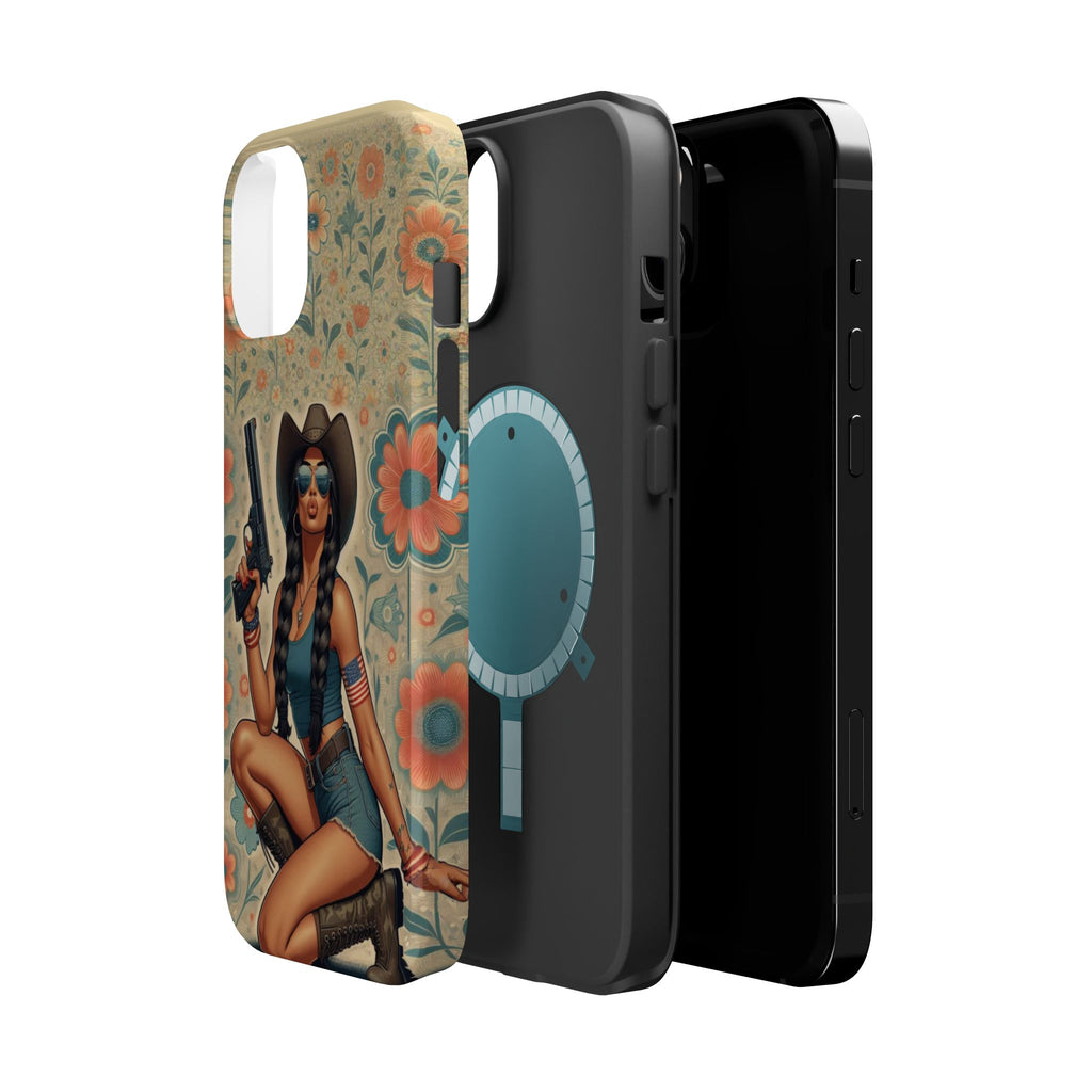 Americana 9mm Pinup Girl - Magnetic Impact‑Resistant Phone Case  iPhone 13-17 / Samsung S26  MagSafe Compatible