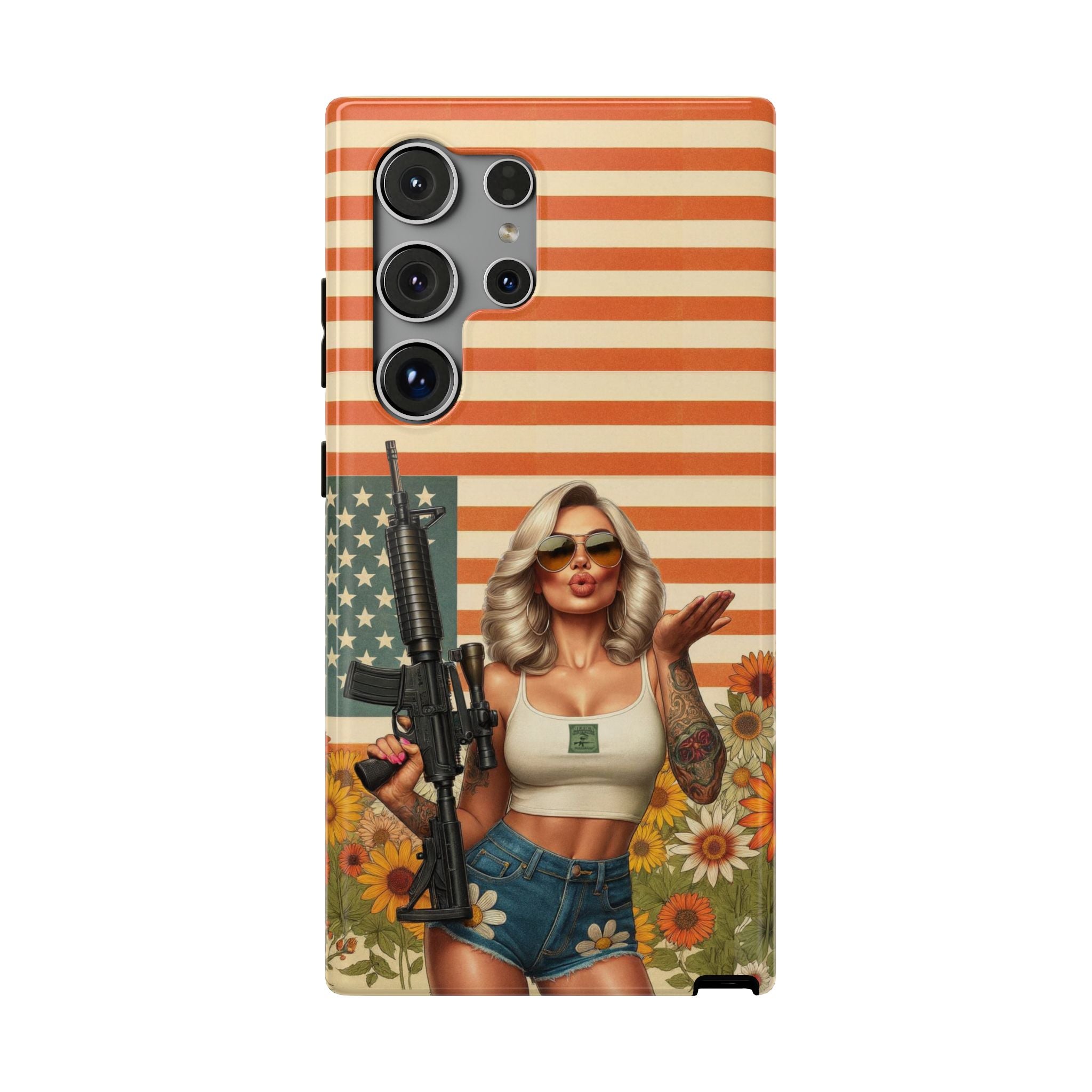 Americana AR-15 Pinup Girl - Impact‑Resistant Phone Case   Samsung Galaxy Series S22 / S22+ / S22 Ultra - S25 / S25+ / S25 Ultra