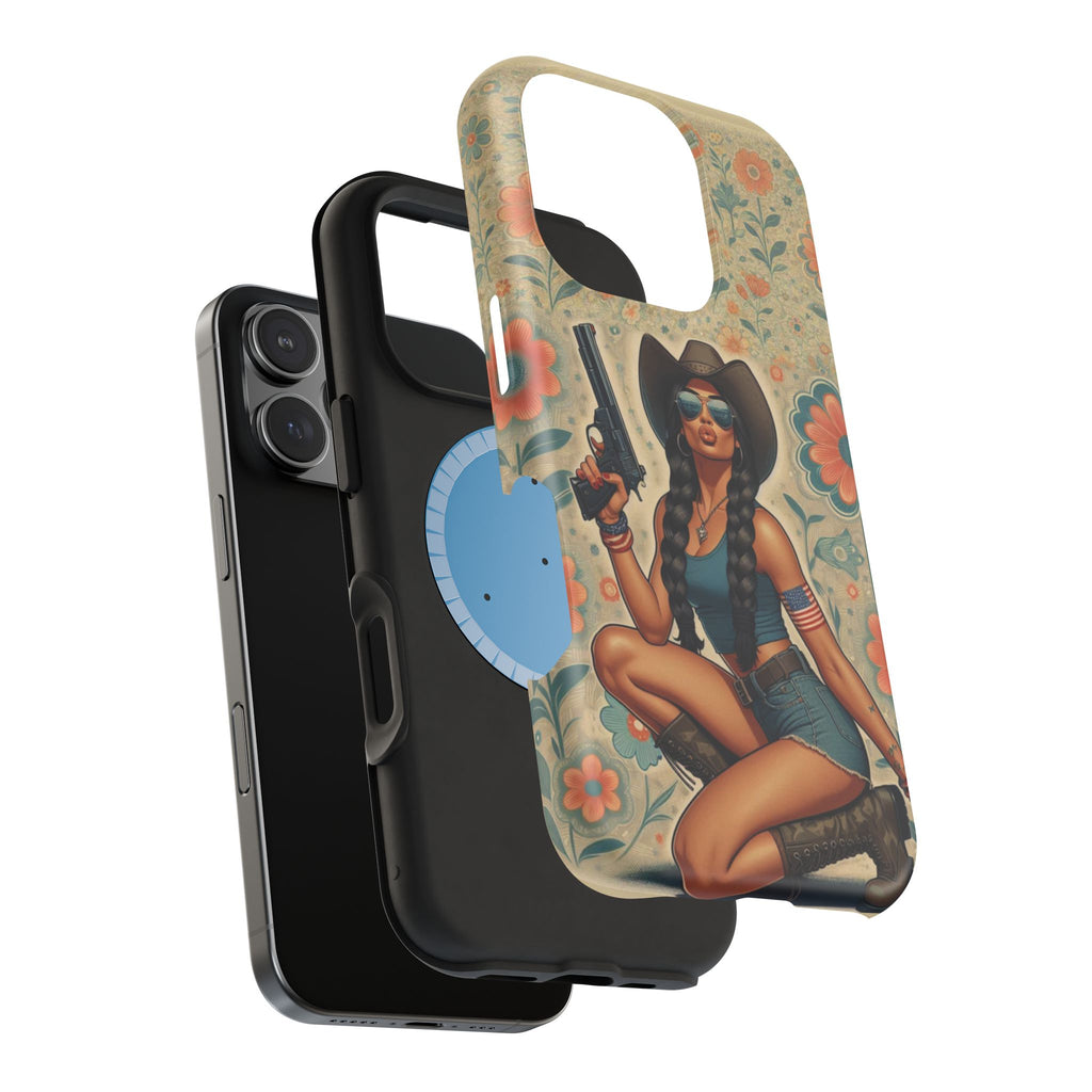 Americana 9mm Pinup Girl - Magnetic Impact‑Resistant Phone Case  iPhone 13-17 / Samsung S26  MagSafe Compatible