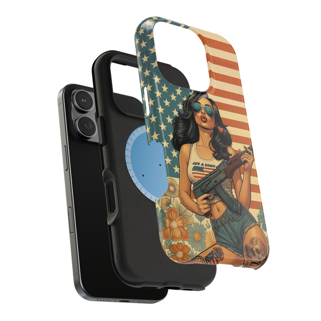 Americana AK-47 Pinup Girl - Magnetic Impact‑Resistant Phone Case  iPhone 13-17 / Samsung S26  MagSafe Compatible