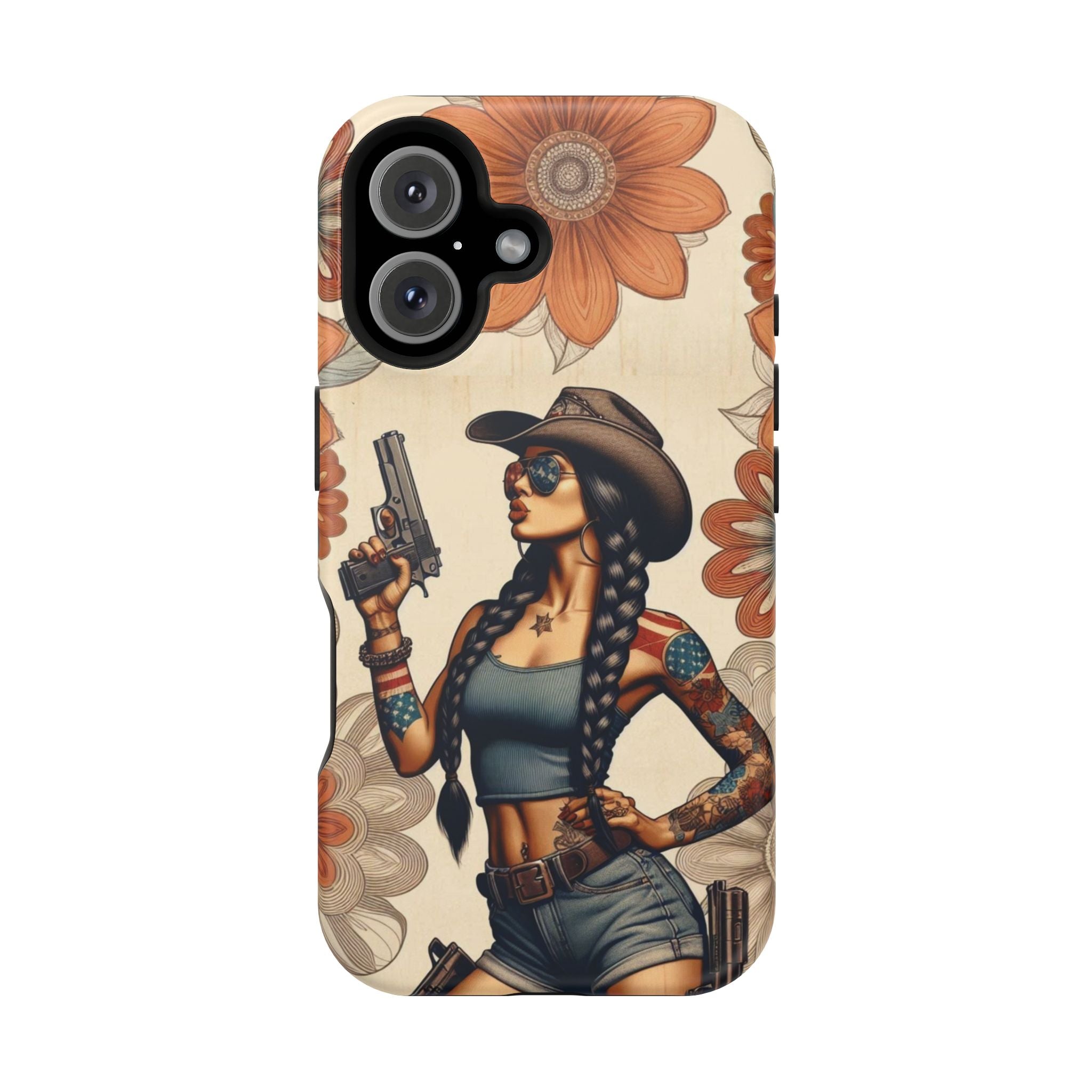 Americana 9mm Pinup Girl - Magnetic Impact‑Resistant Phone Case  iPhone 13-17 / Samsung S26  MagSafe Compatible