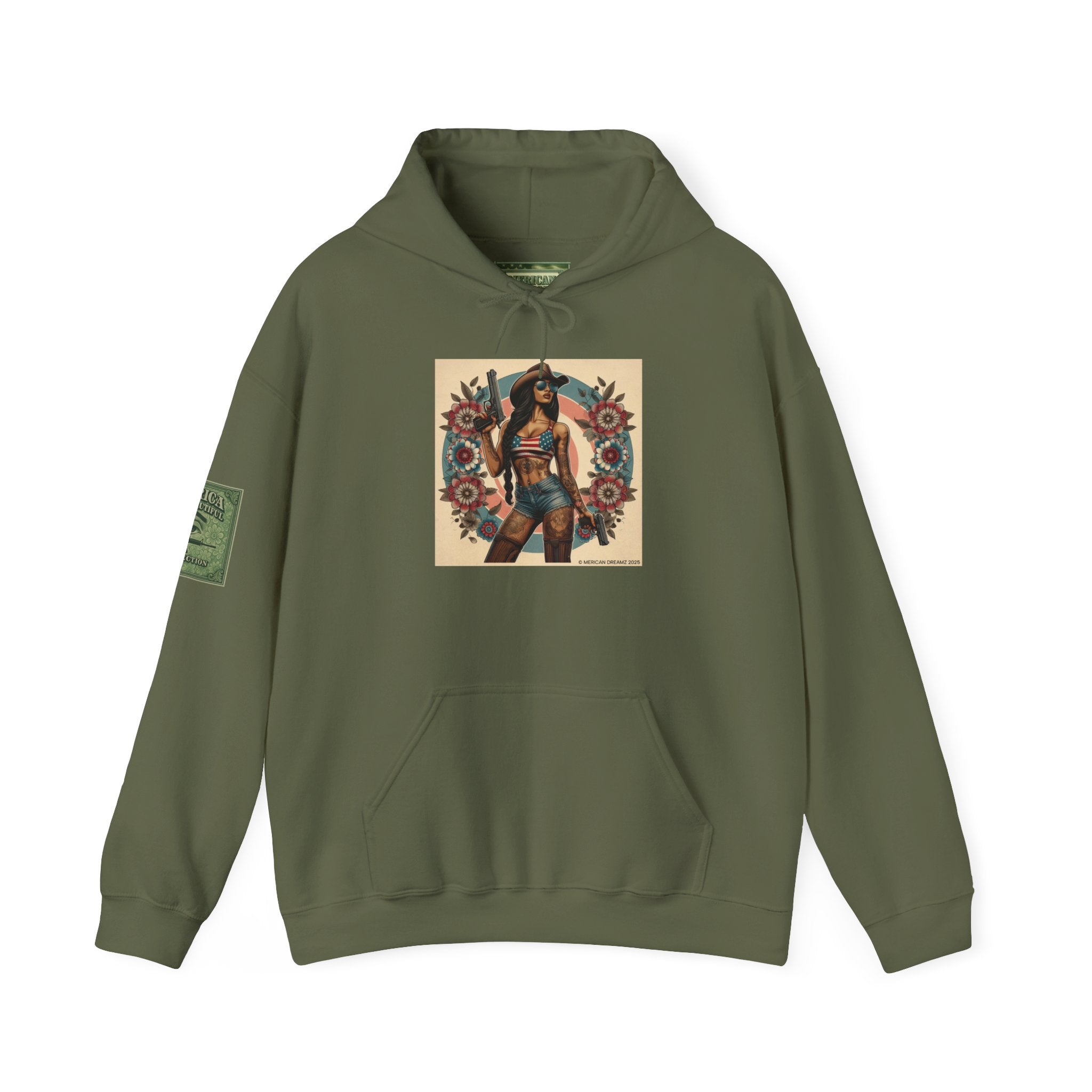 Retro Americana Pinup Gunslinger Hoodie — Vintage Pinup Girls Pullover