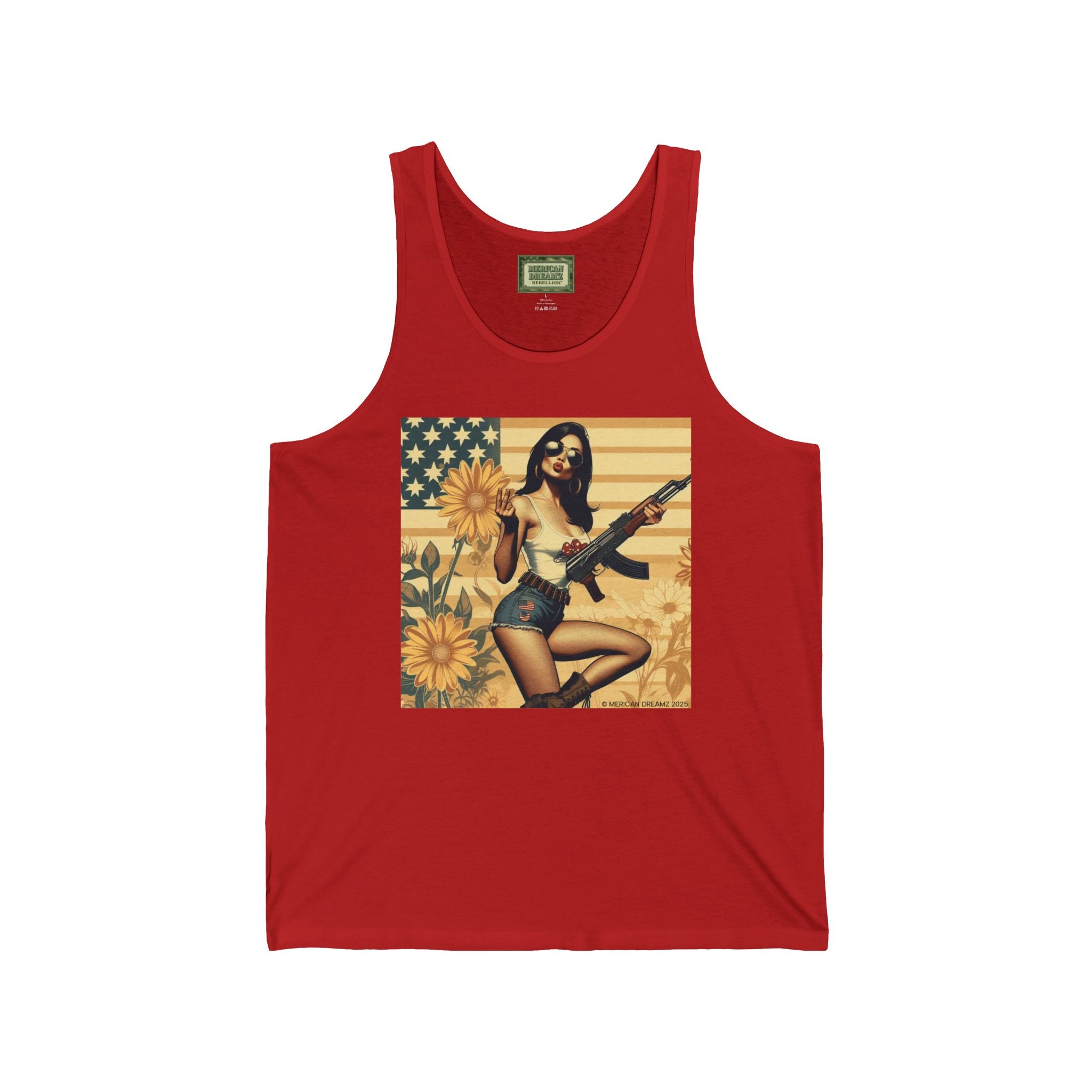 Patriotic Pin-Up Tank Top — Vintage American Flag Girl Graphic