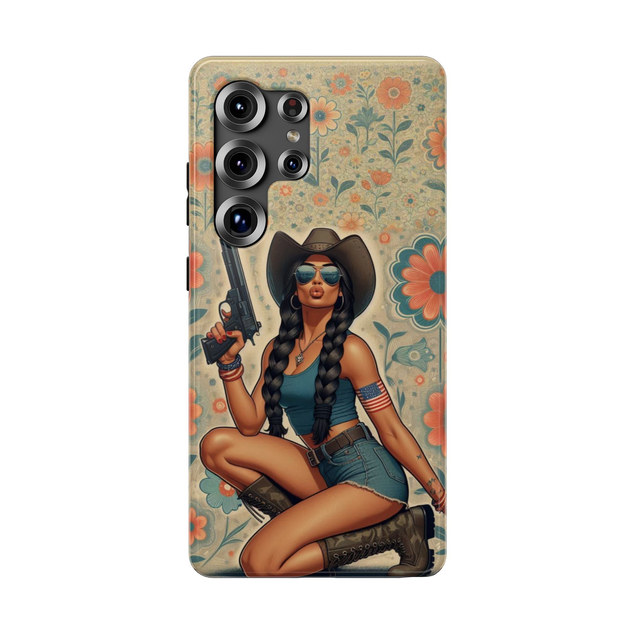 Americana 9mm Pinup Girl - Impact‑Resistant Phone Case   Samsung Galaxy Series S22 / S22+ / S22 Ultra - S25 / S25+ / S25 Ultra