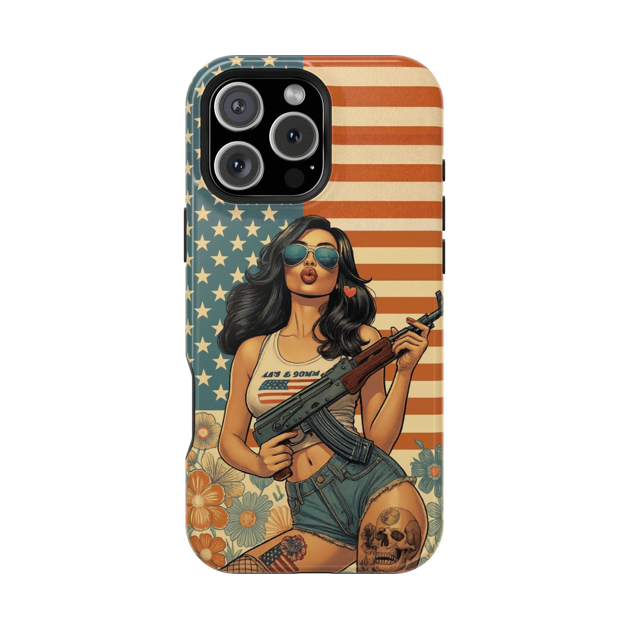 Americana AK-47 Pinup Girl - Magnetic Impact‑Resistant Phone Case  iPhone 13-17 / Samsung S26  MagSafe Compatible