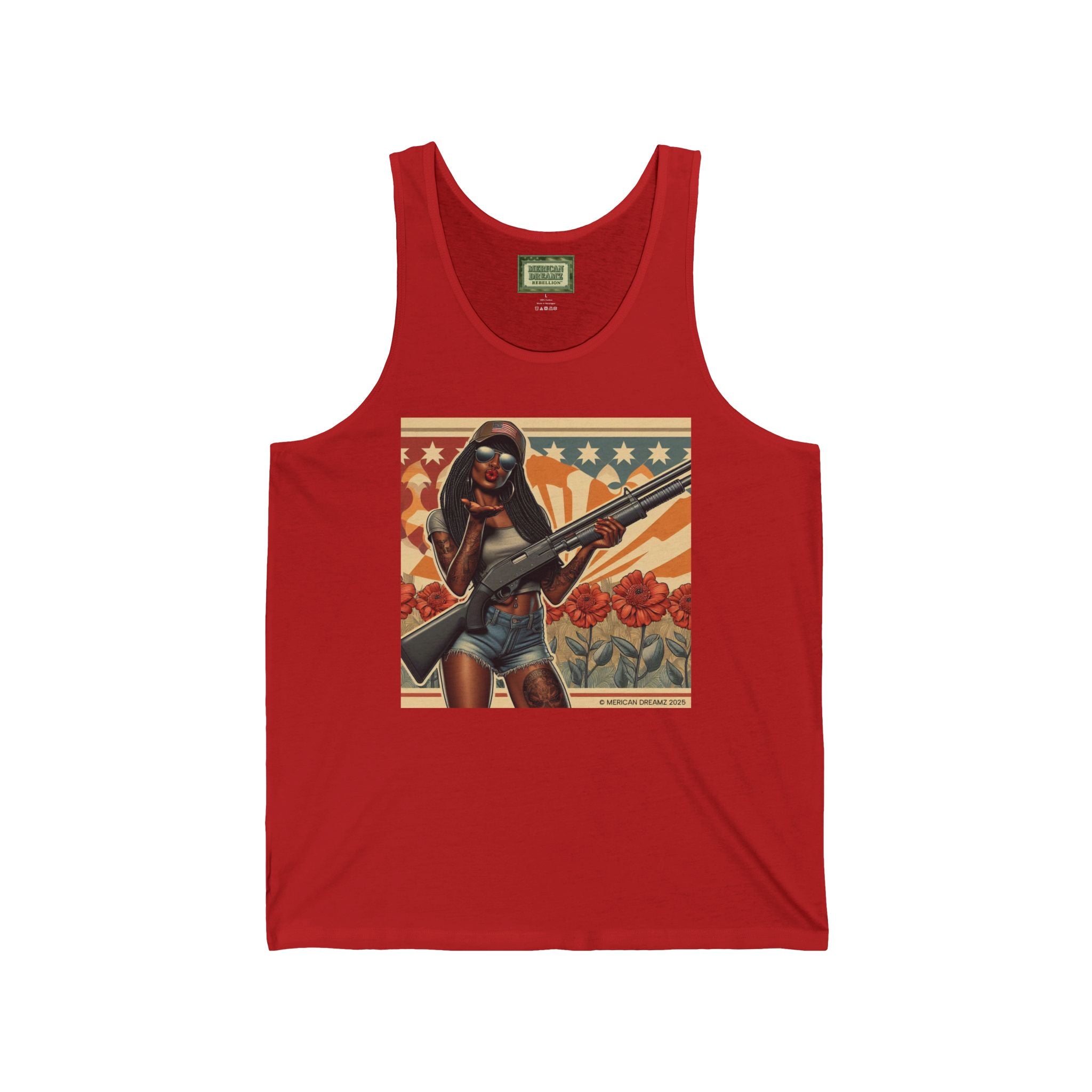 Patriotic Pin-Up Tank Top — Vintage American Flag Girl Graphic