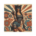 Car Magnet Americana Cowgirl with Pistols | Square Vintage Floral