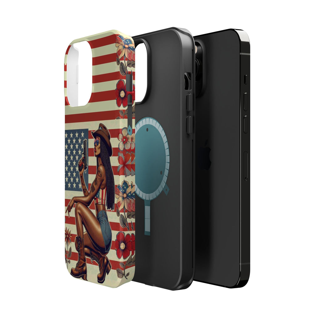 Americana 9mm Pinup Girl - Magnetic Impact‑Resistant Phone Case  iPhone 13-17 / Samsung S26  MagSafe Compatible