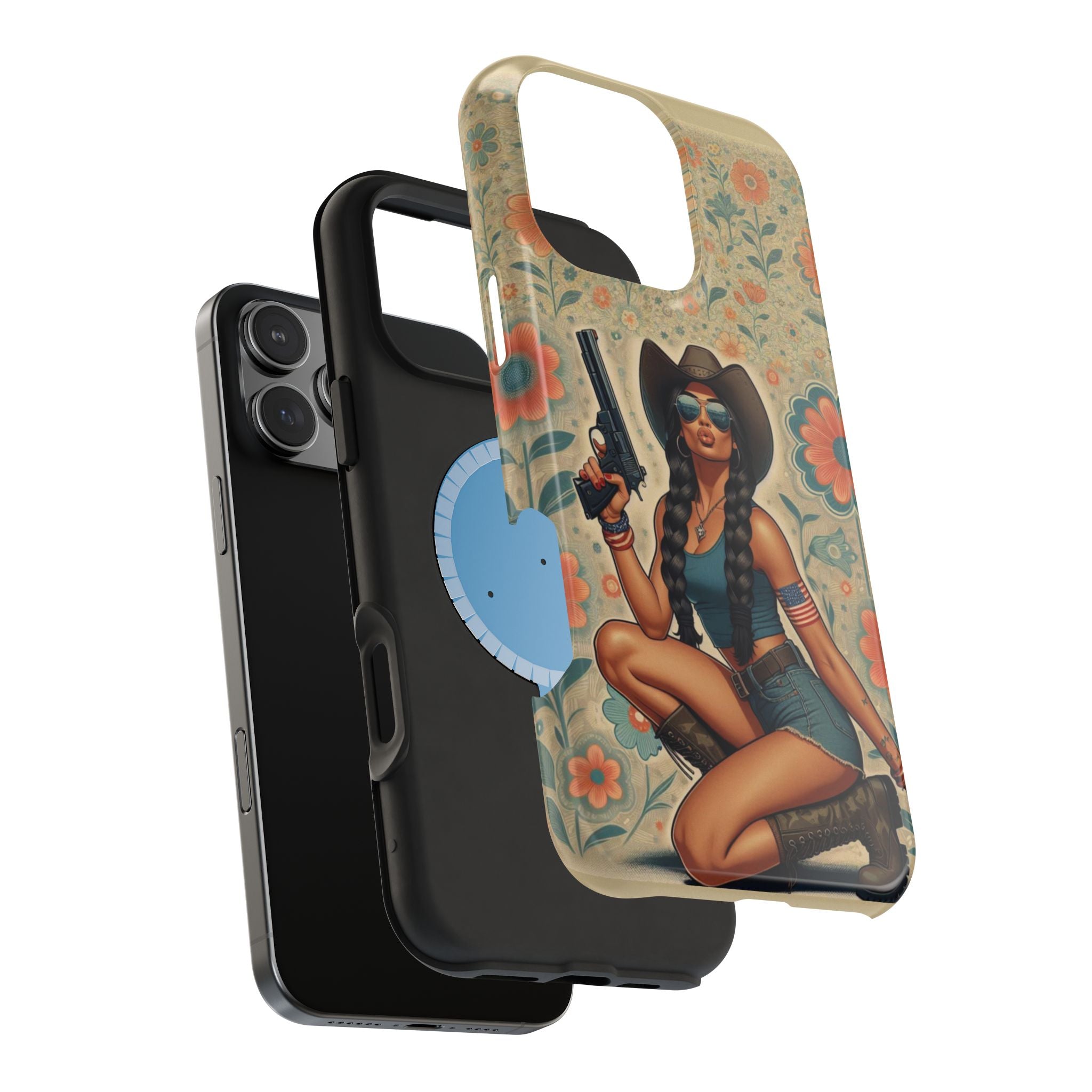 Americana 9mm Pinup Girl - Magnetic Impact‑Resistant Phone Case  iPhone 13-17 / Samsung S26  MagSafe Compatible